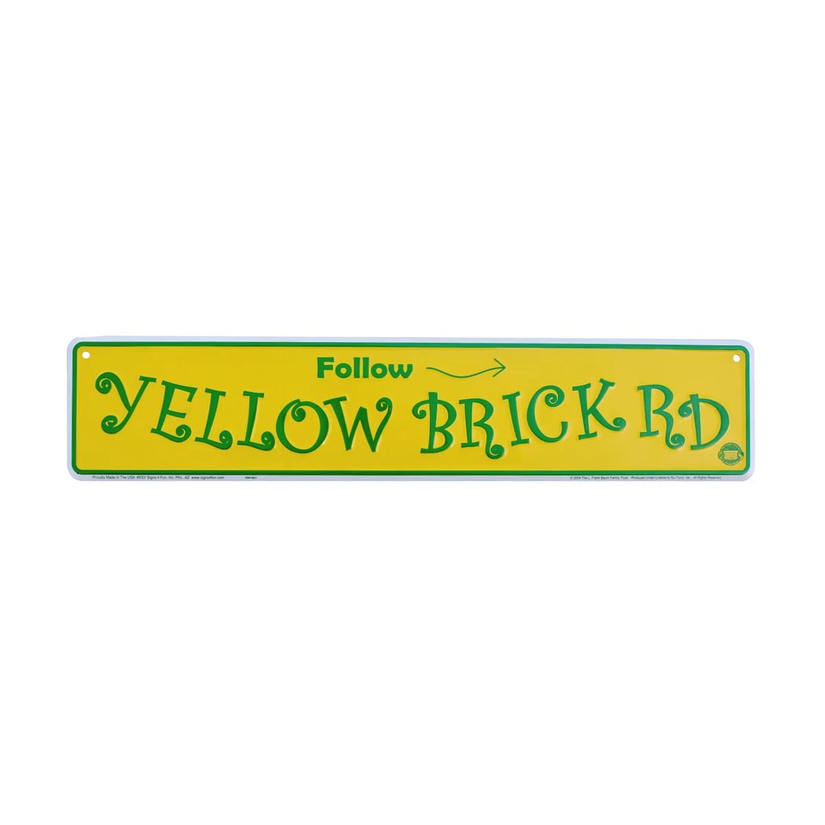 Metal Yellow Brick Road Street Sign Movie Wizard of Oz Funny Wall Art Home Decor