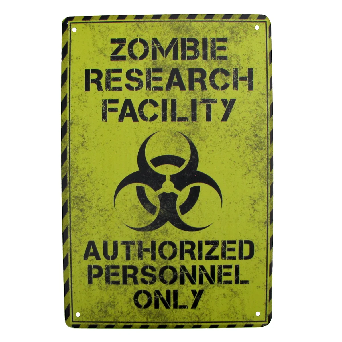 Metal Zombie Research Biohazard Wall Door Warning Sign Garage Man Cave Bar Decor