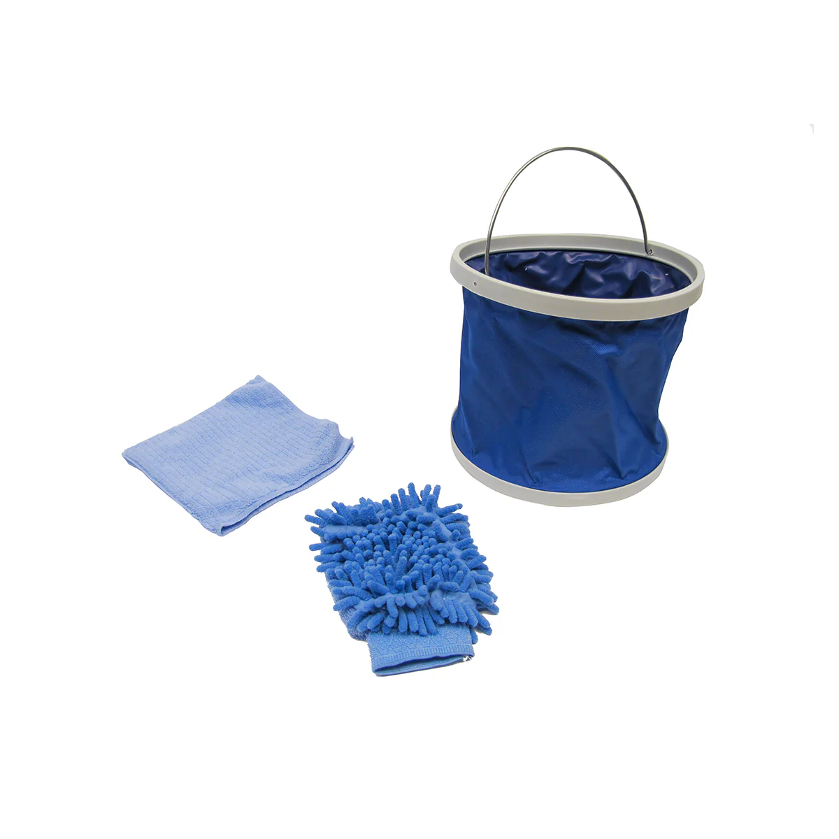 Microfiber Car Wash Detail Collapsible Bucket Mitt Kit Auto Exterior Clean Set