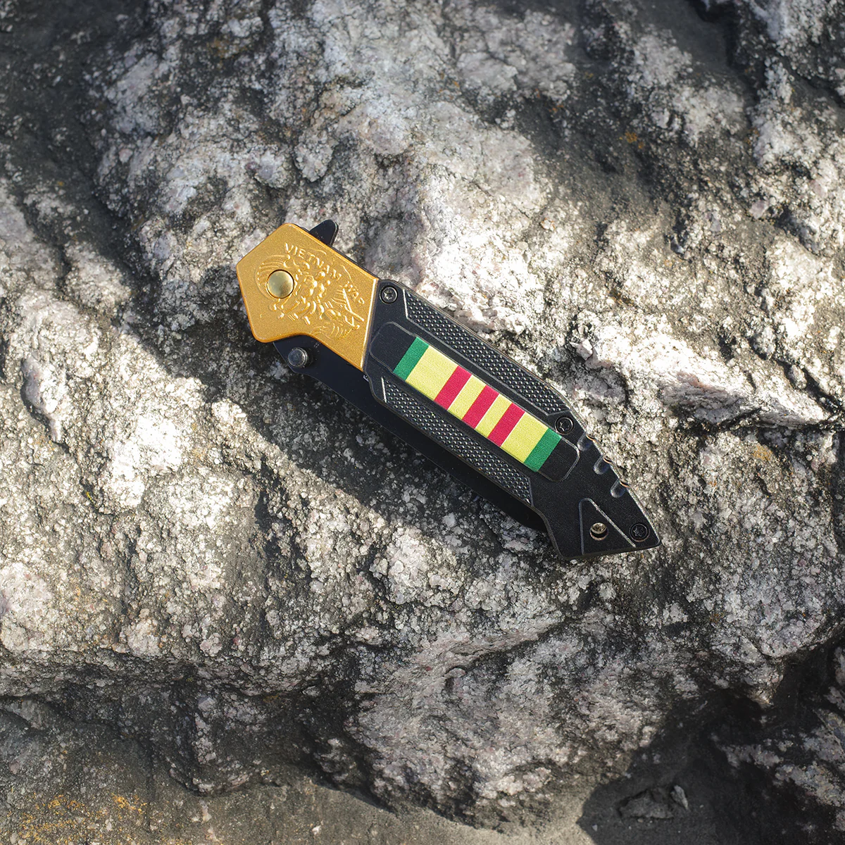 Military Vietnam War Ribbon US Army Navy USMC Men Hunting Folding Pocket Knife - Image 6