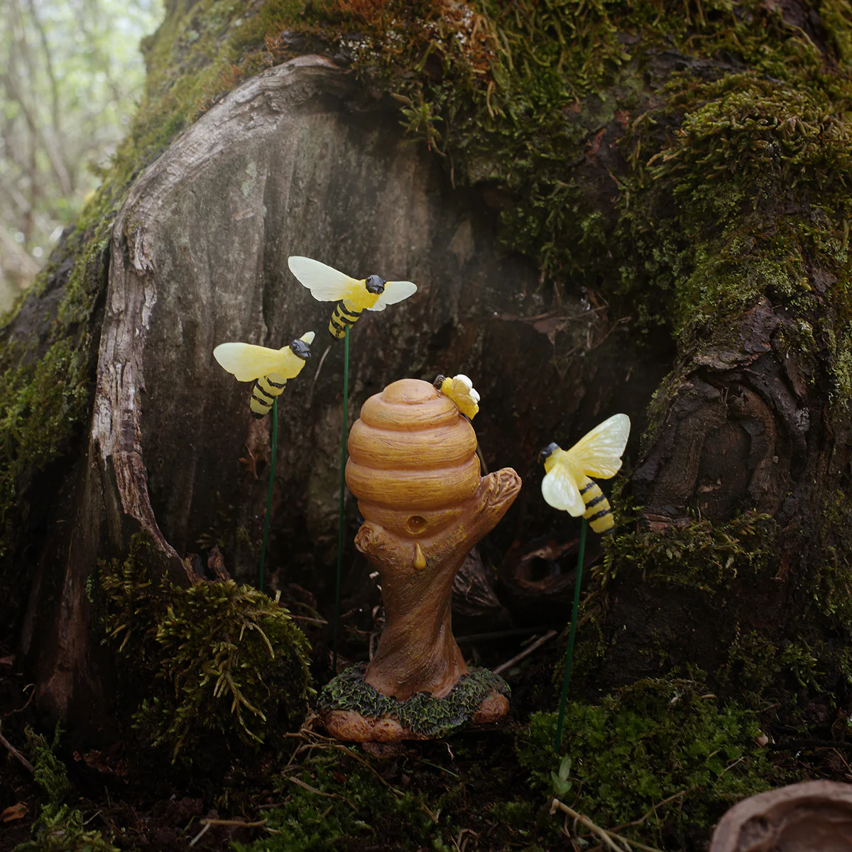 Mini 3pc Glow Dark 3 Bees Solar Fairy Garden Landscape Accessory Dollhouse Decor - Image 3