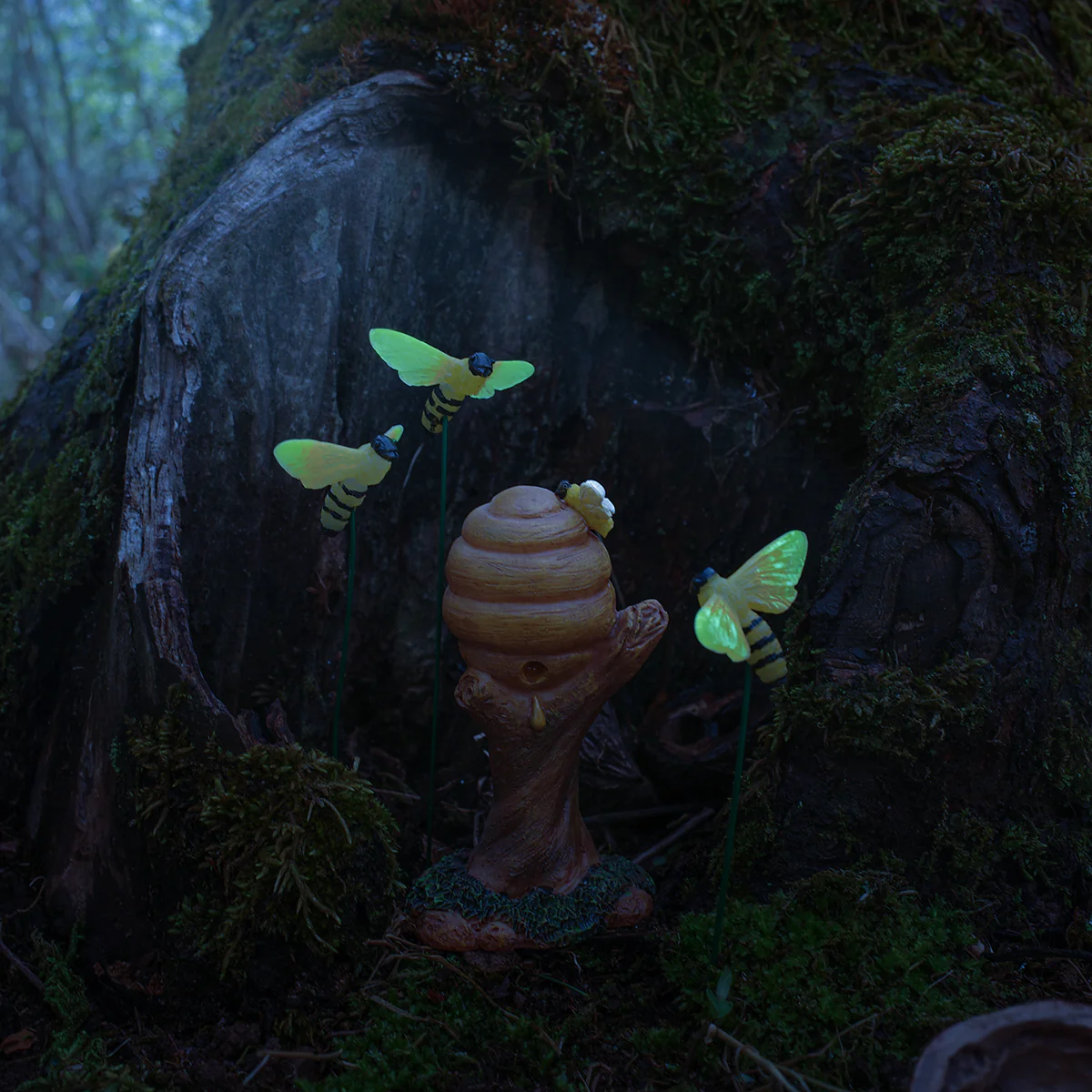 Mini 3pc Glow Dark 3 Bees Solar Fairy Garden Landscape Accessory Dollhouse Decor - Image 4