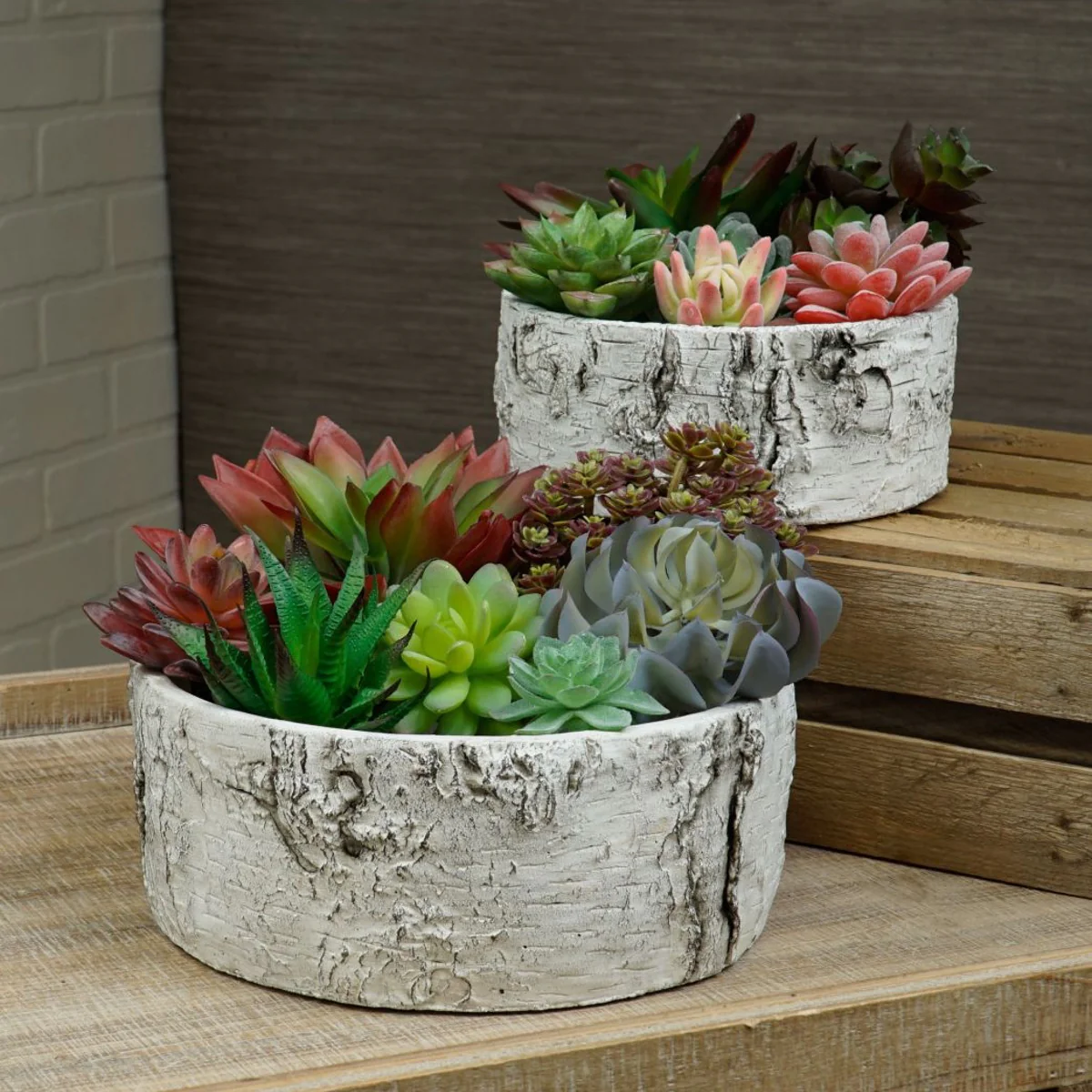 Mini Artificial Succulent Plant Fake Plastic Flower Container Garden Home Decor - Image 2