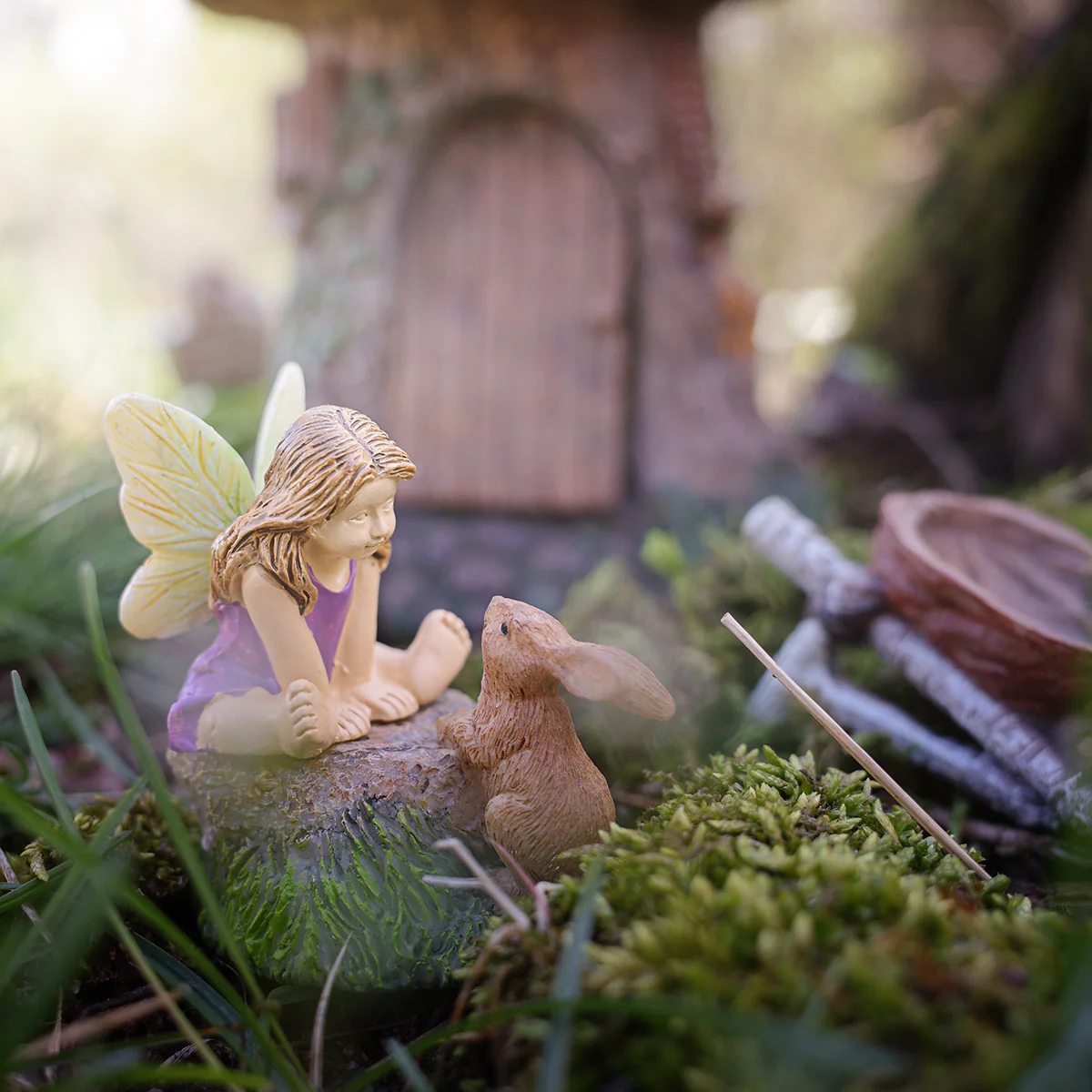 Mini Bunny Rabbit Fairy Girl Garden Decor Miniature Figurine Dollhouse Accessory - Image 4