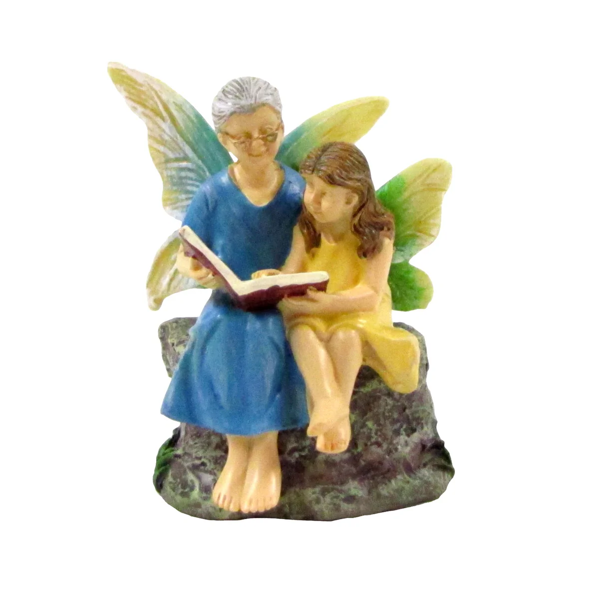 Mini Fairy Girl Grandma Reading Figurine Garden Accessory Outdoor Decor Ornament