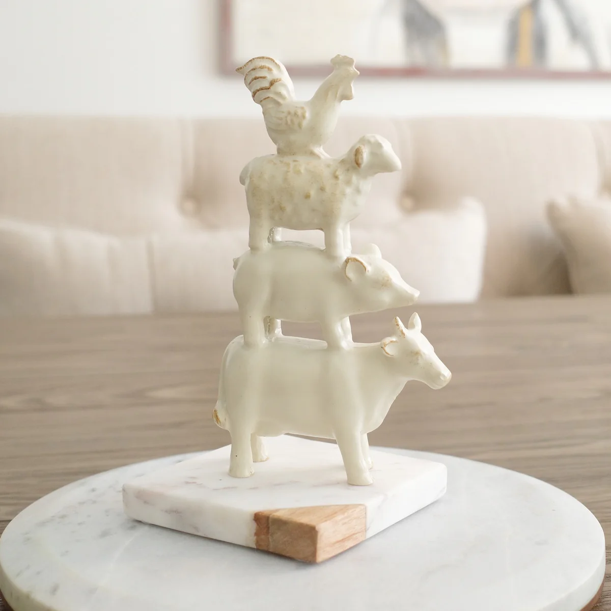 Mini Farm Stack Animals Figurine Cow Pig Farmhouse Living Room Shelf Home Decor - Image 4