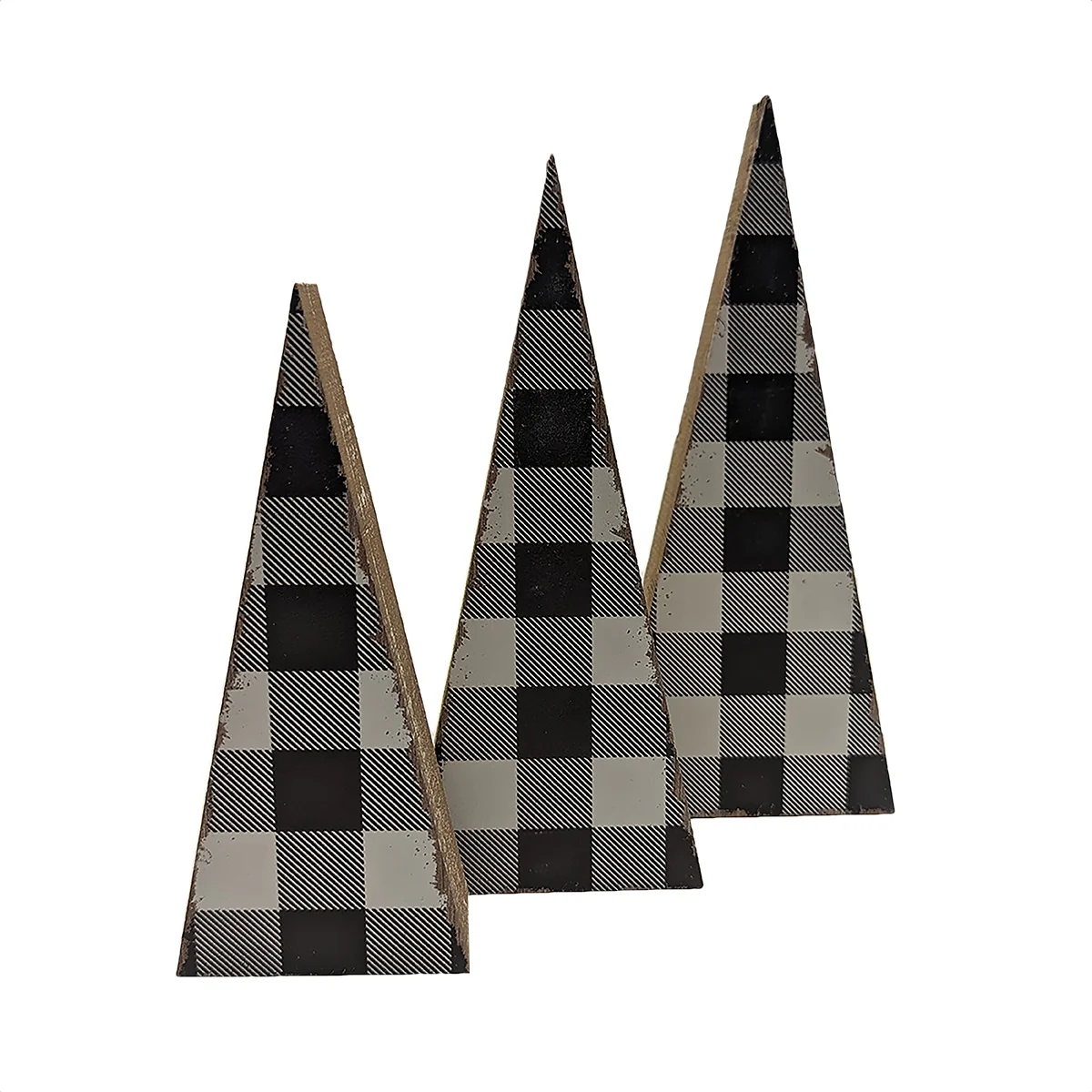 Mini Set Checkered Trees Christmas Decorations Buffalo Plaid Holiday Home Decor