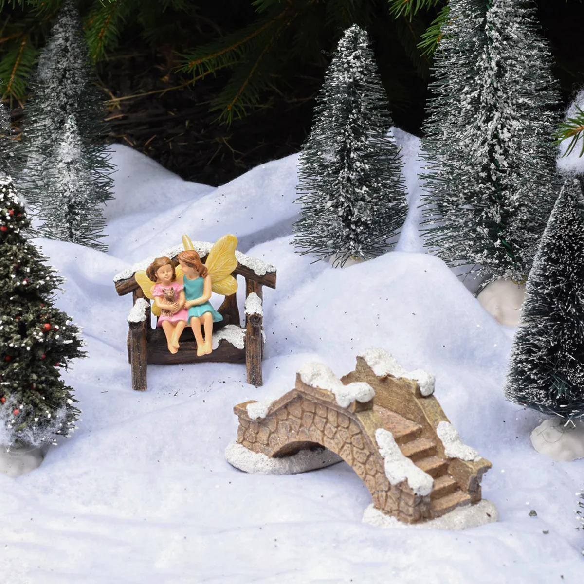 Mini Snow Covered Arch Bridge Outdoor Fairy Garden Dollhouse Landscape Decor - Image 5