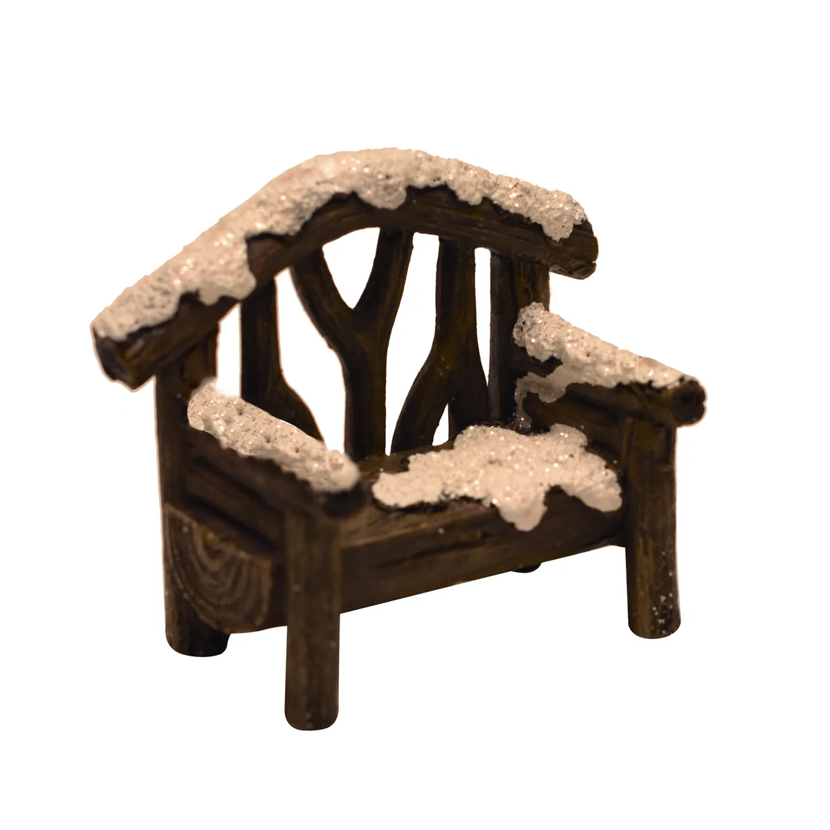 Mini Snow Covered Wood Park Bench Outdoor Fairy Garden Dollhouse Landscape Decor
