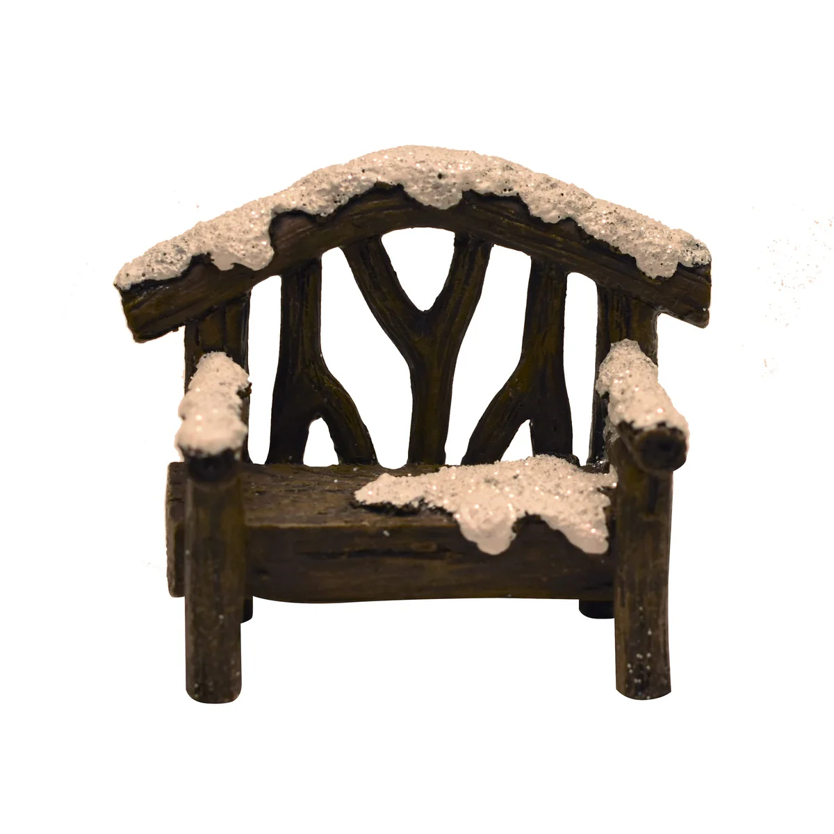 Mini Snow Covered Wood Park Bench Outdoor Fairy Garden Dollhouse Landscape Decor - Image 2