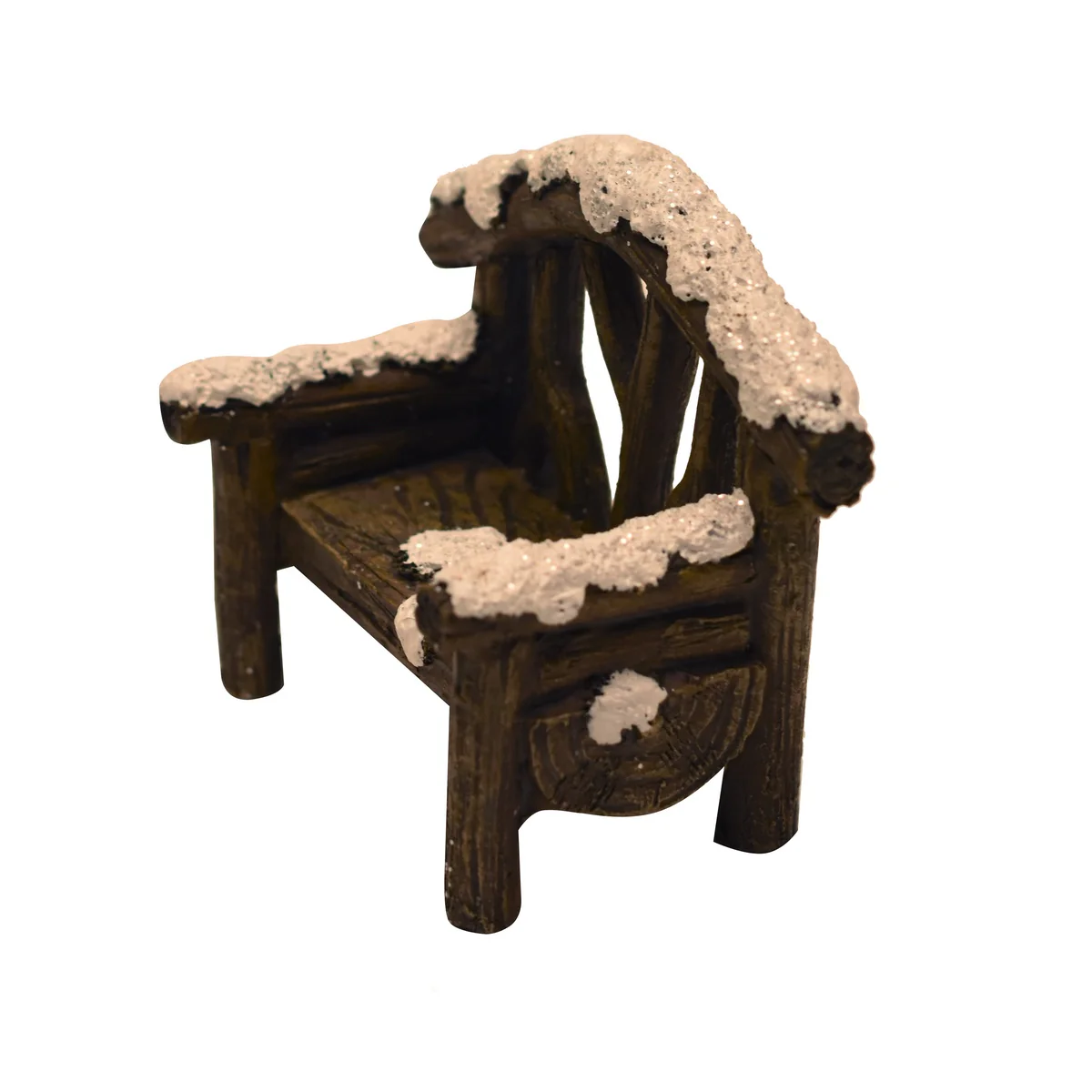Mini Snow Covered Wood Park Bench Outdoor Fairy Garden Dollhouse Landscape Decor - Image 3