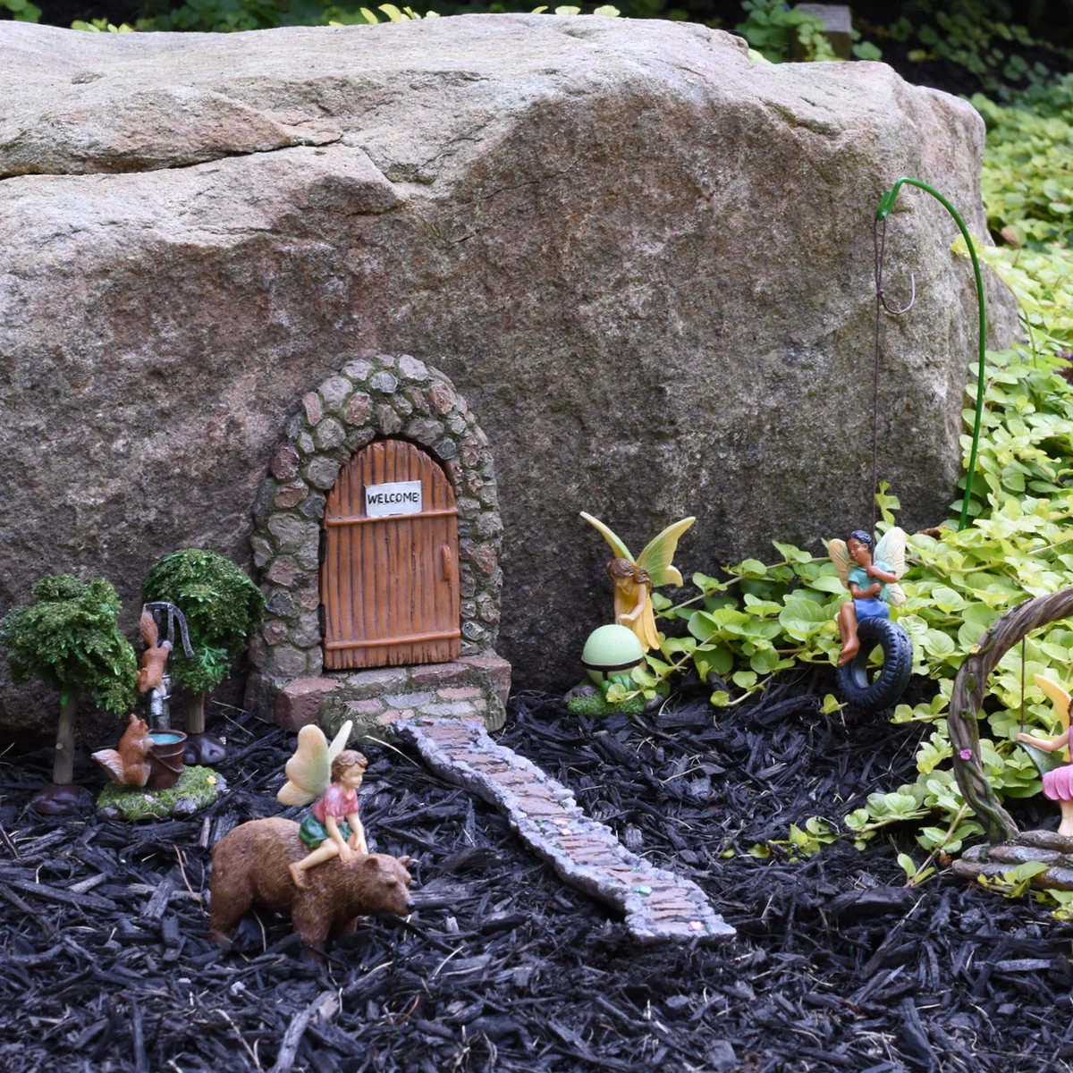 Mini Stone Doorway Fairy Garden Welcome Door Miniature Dollhouse Decor Accessory - Image 4