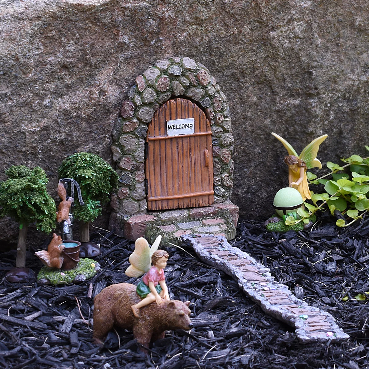 Mini Stone Doorway Fairy Garden Welcome Door Miniature Dollhouse Decor Accessory - Image 5