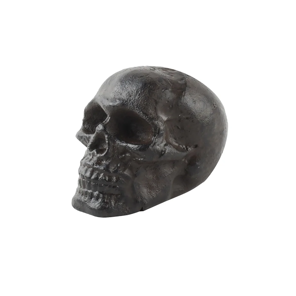 Miniature Biker Skull Figurine Mini Cast Iron Paperweight Heavyweight Desk Decor