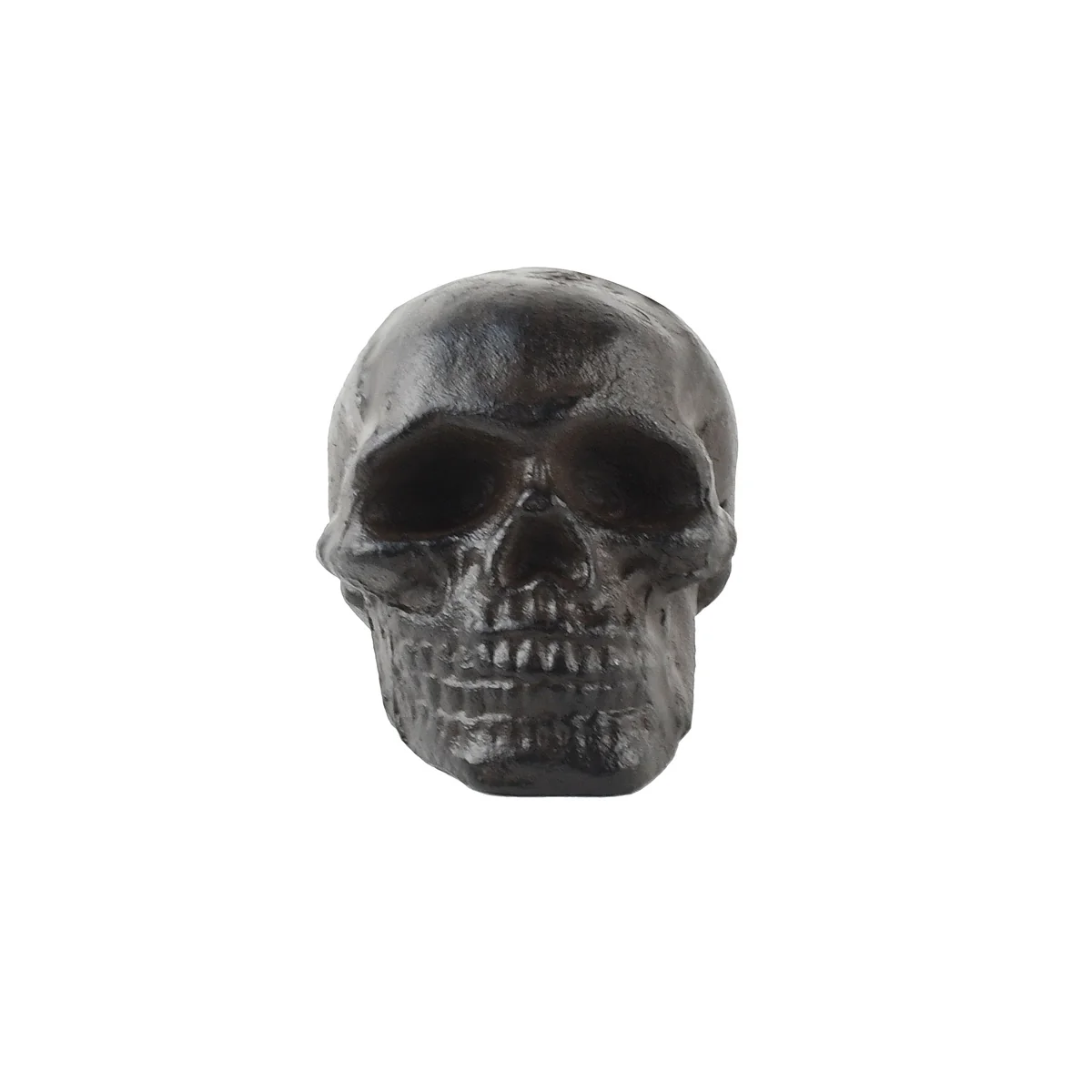 Miniature Biker Skull Figurine Mini Cast Iron Paperweight Heavyweight Desk Decor - Image 2