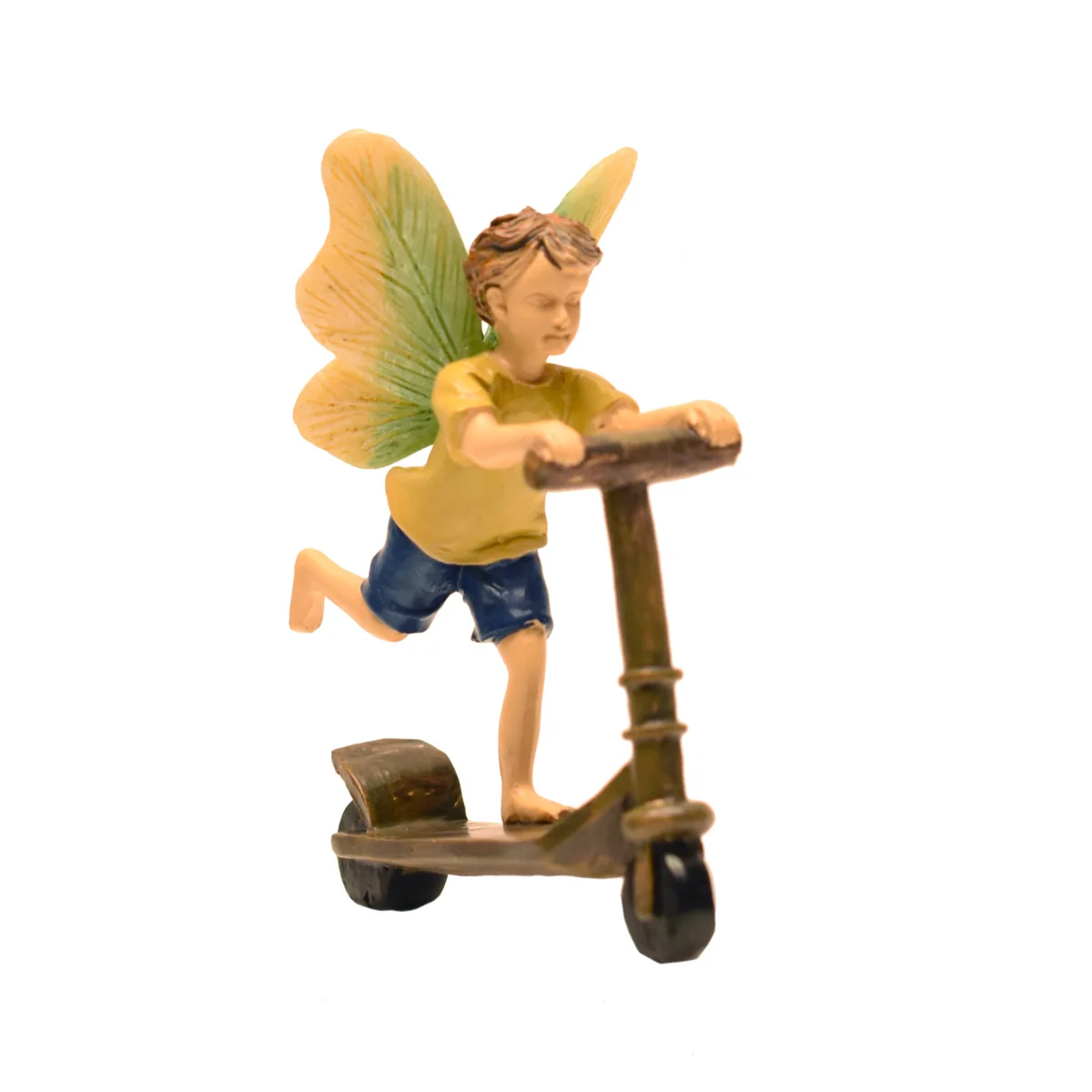 Miniature Fairy Boy Riding Scooter Garden Figurine Dollhouse Accessory Decor - Image 2