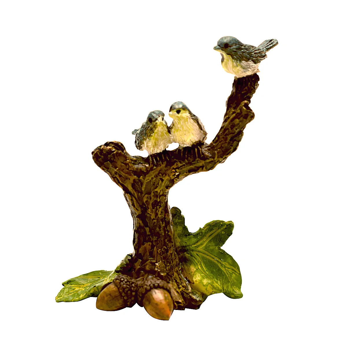 Miniature Fairy Garden 3 Bluebirds Tree Limb Dollhouse Landscape Decor Accessory