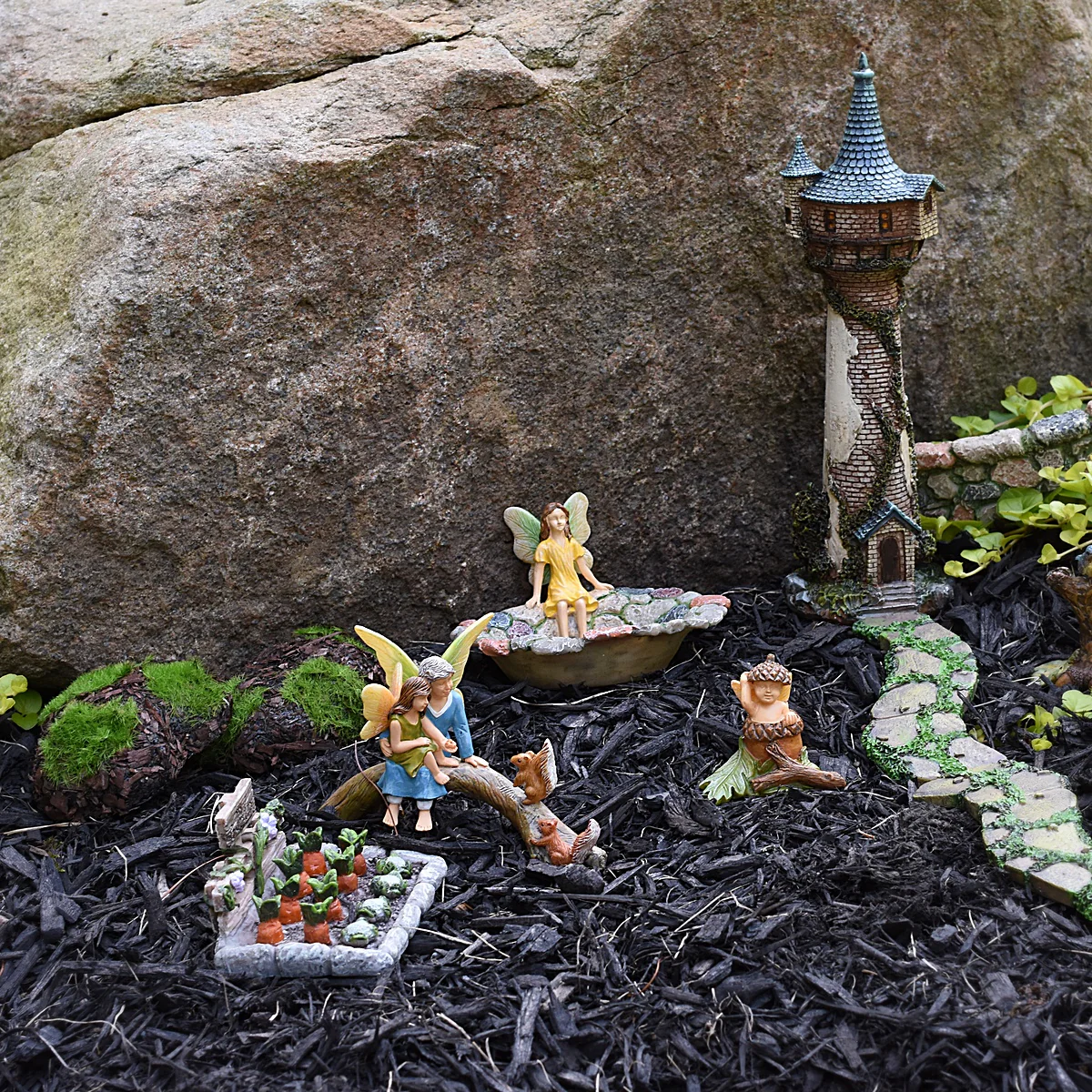 Miniature Fairy Garden 3 Bluebirds Tree Limb Dollhouse Landscape Decor Accessory - Image 4