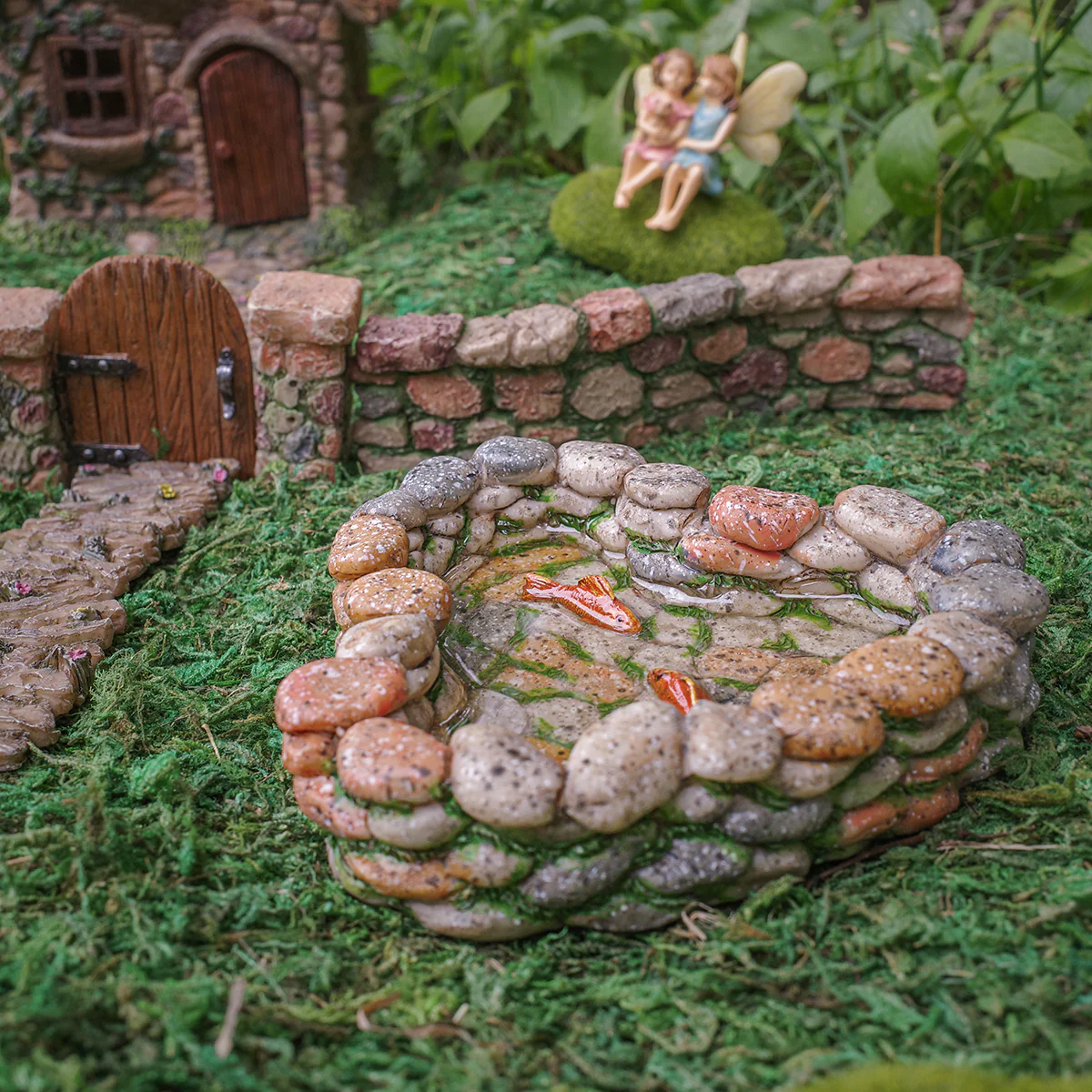 Miniature Fairy Garden Stone Koi Fish Pond Landscape Decor Dollhouse Accessory - Image 5