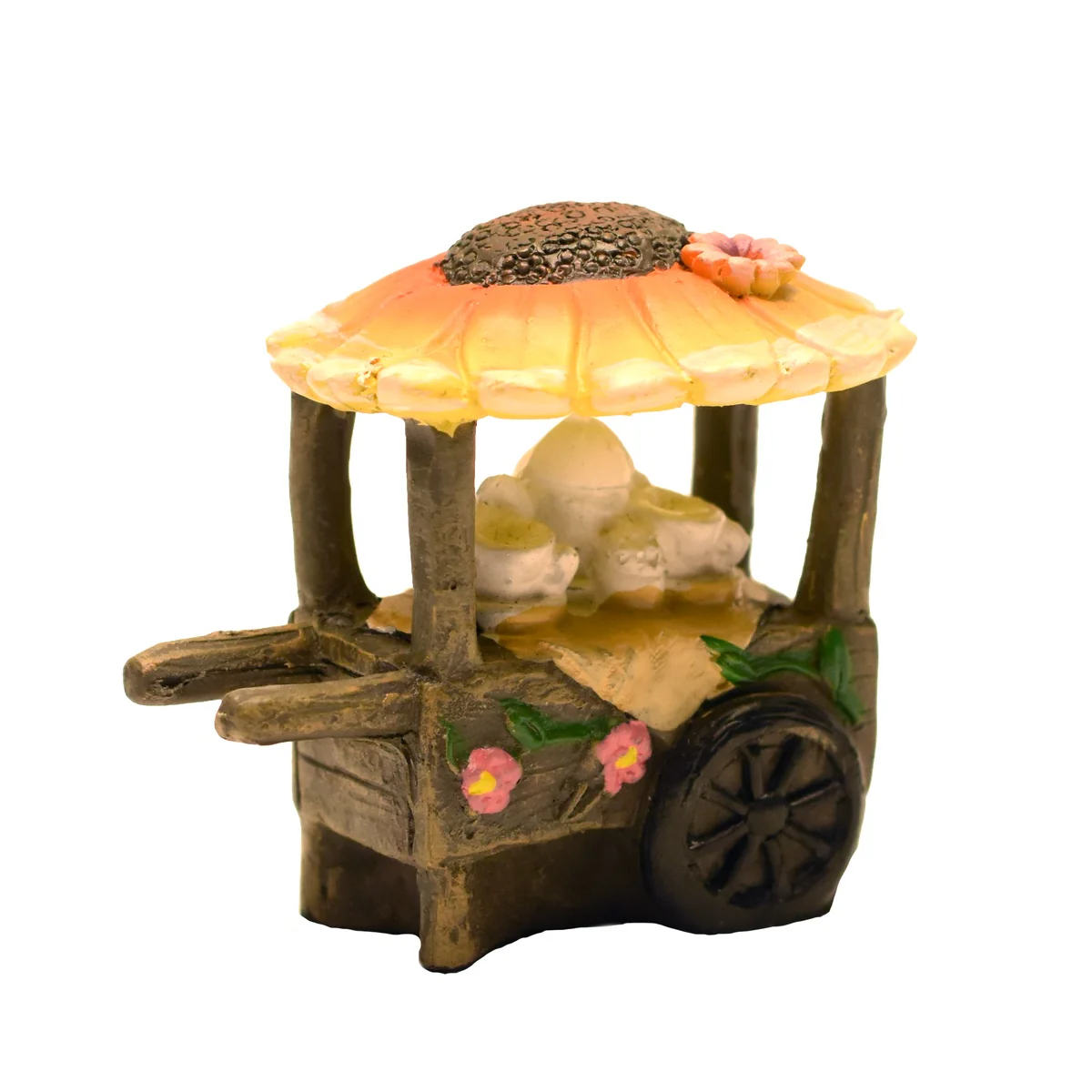 Miniature Fairy Garden Sunflower Coffee Mug Tea Pot Cart Outdoor Landscape Decor