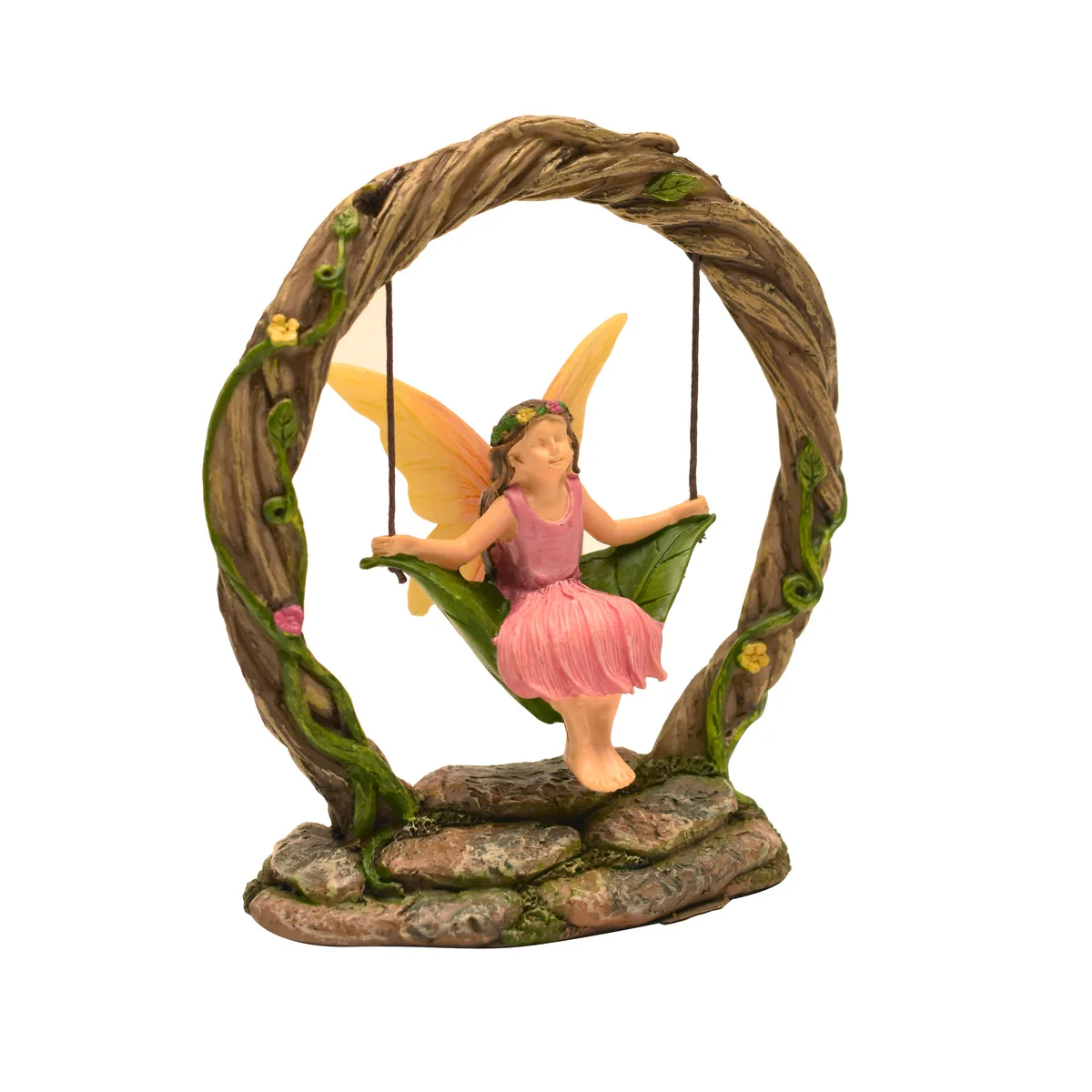 Miniature Fairy Girl Swing Stone Arch Figurine Garden Dollhouse Decor Accessory - Image 2