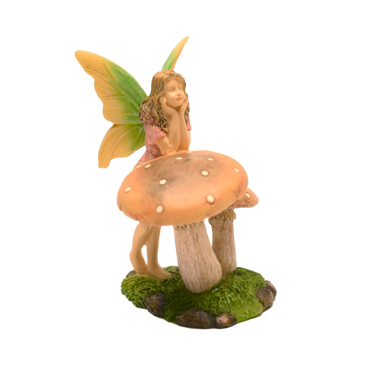 Miniature Mushroom Fairy Girl Figurine Outdoor Dollhouse Garden Accessory Decor