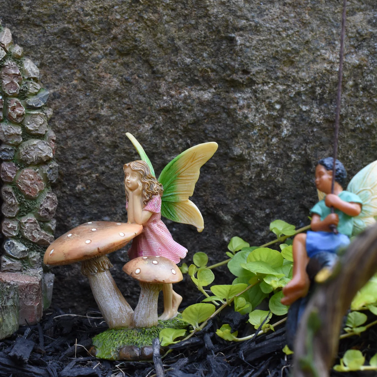 Miniature Mushroom Fairy Girl Figurine Outdoor Dollhouse Garden Accessory Decor - Image 4