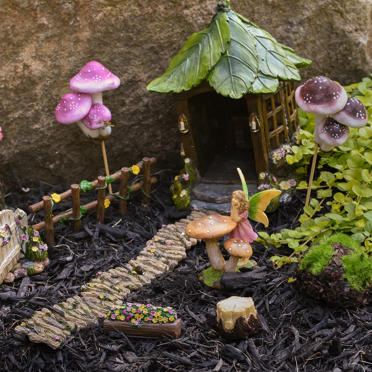 Miniature Mushroom Fairy Girl Figurine Outdoor Dollhouse Garden Accessory Decor - Image 5