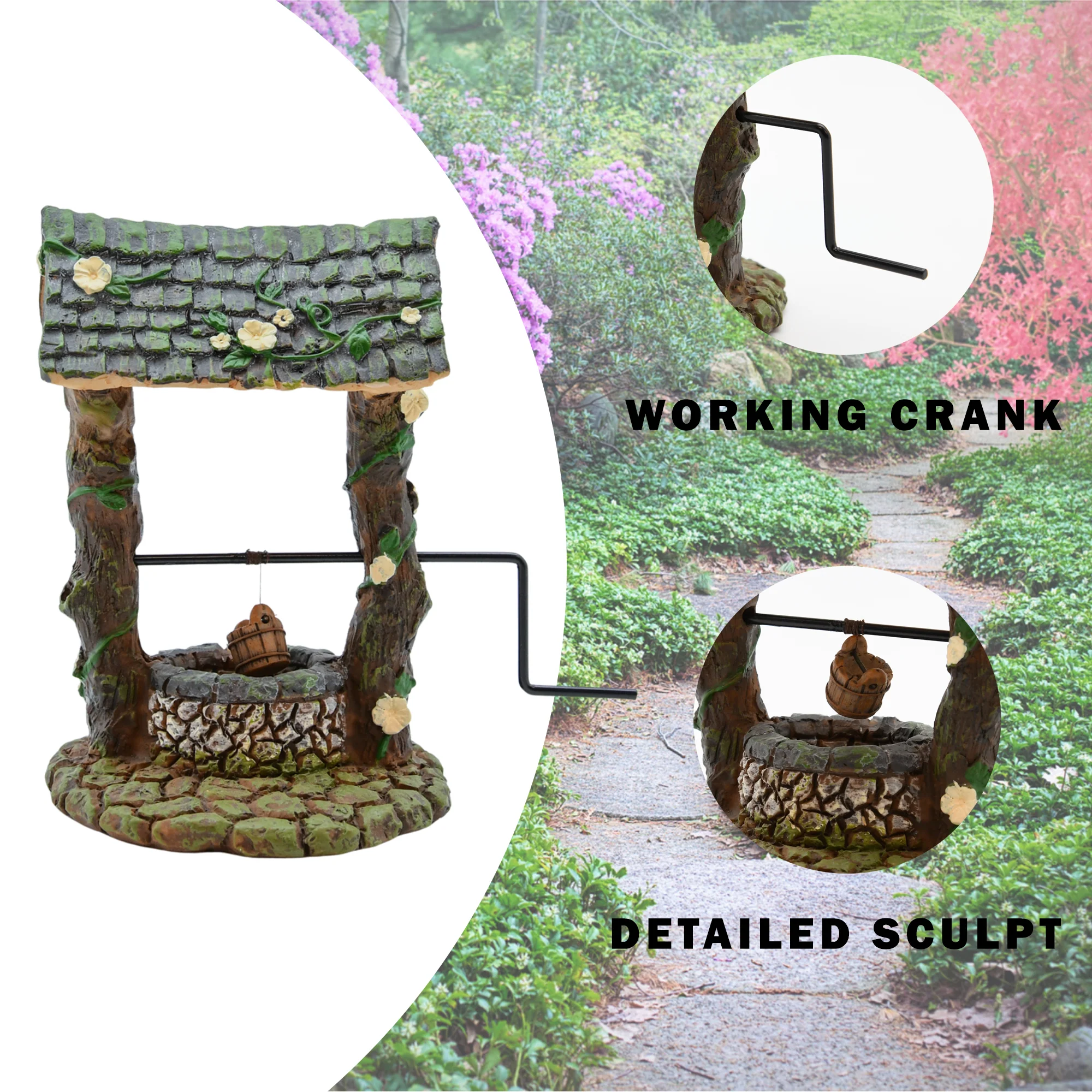 Mini Wishing Water Well Fairy Garden Ornament Dollhouse Figurines House Decor - Image 4