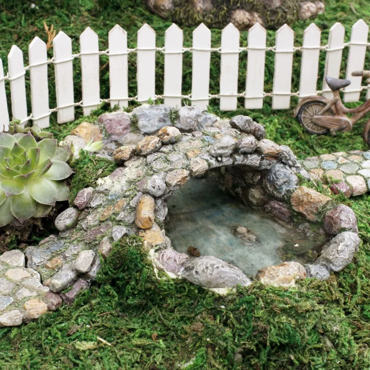 Miniature Stone Pond Fairy Garden Ornament Rock Pool Dollhouse Decor Accessory - Image 2