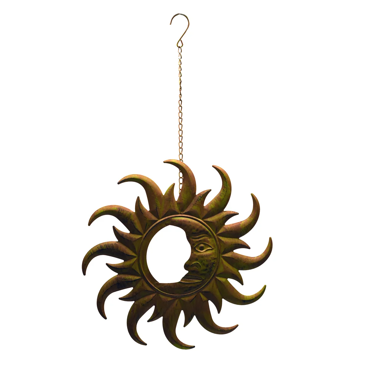 Moon Sun Celestial Hanging Sculpture Outdoor Wall Decor Garden Metal Yard Art - Image 2