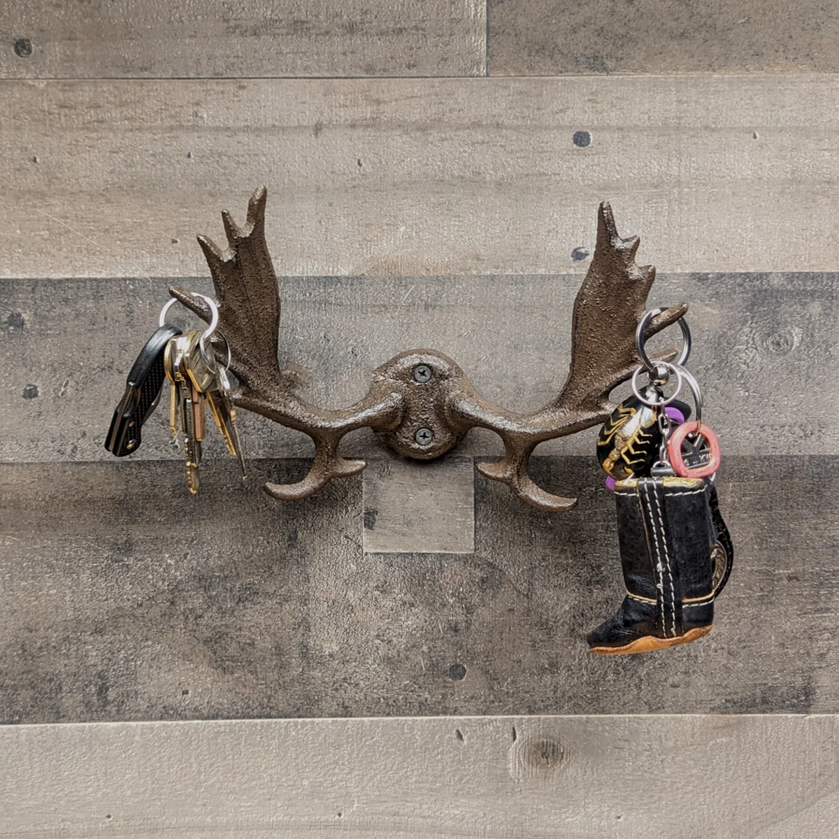 Moose Antlers Wall Mount Western Coat Rack Key Ring Hooks Living Room Home Decor - Image 4