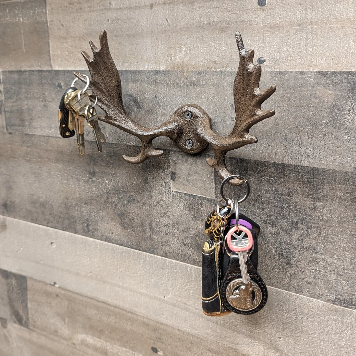 Moose Antlers Wall Mount Western Coat Rack Key Ring Hooks Living Room Home Decor - Image 5