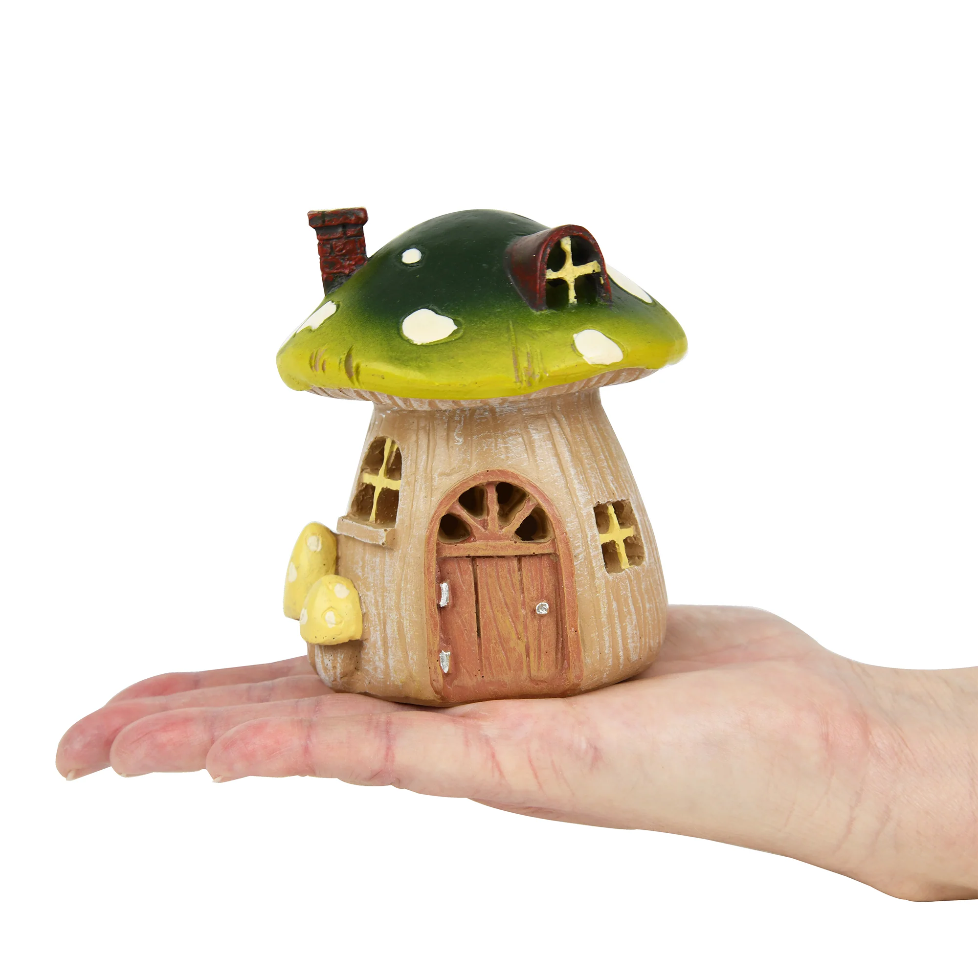 Mushroom House Miniature Fairy Garden Mini Yard Decor w/LED Light Mushroom Gifts - Image 4