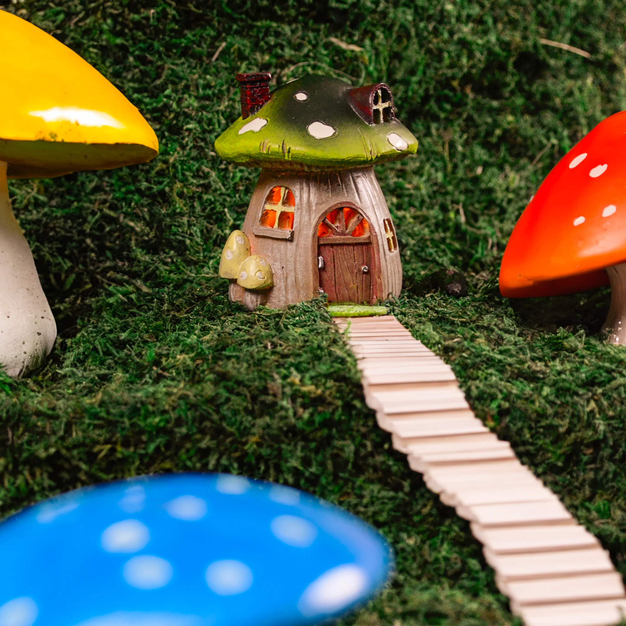 Mushroom House Miniature Fairy Garden Mini Yard Decor w/LED Light Mushroom Gifts - Image 6