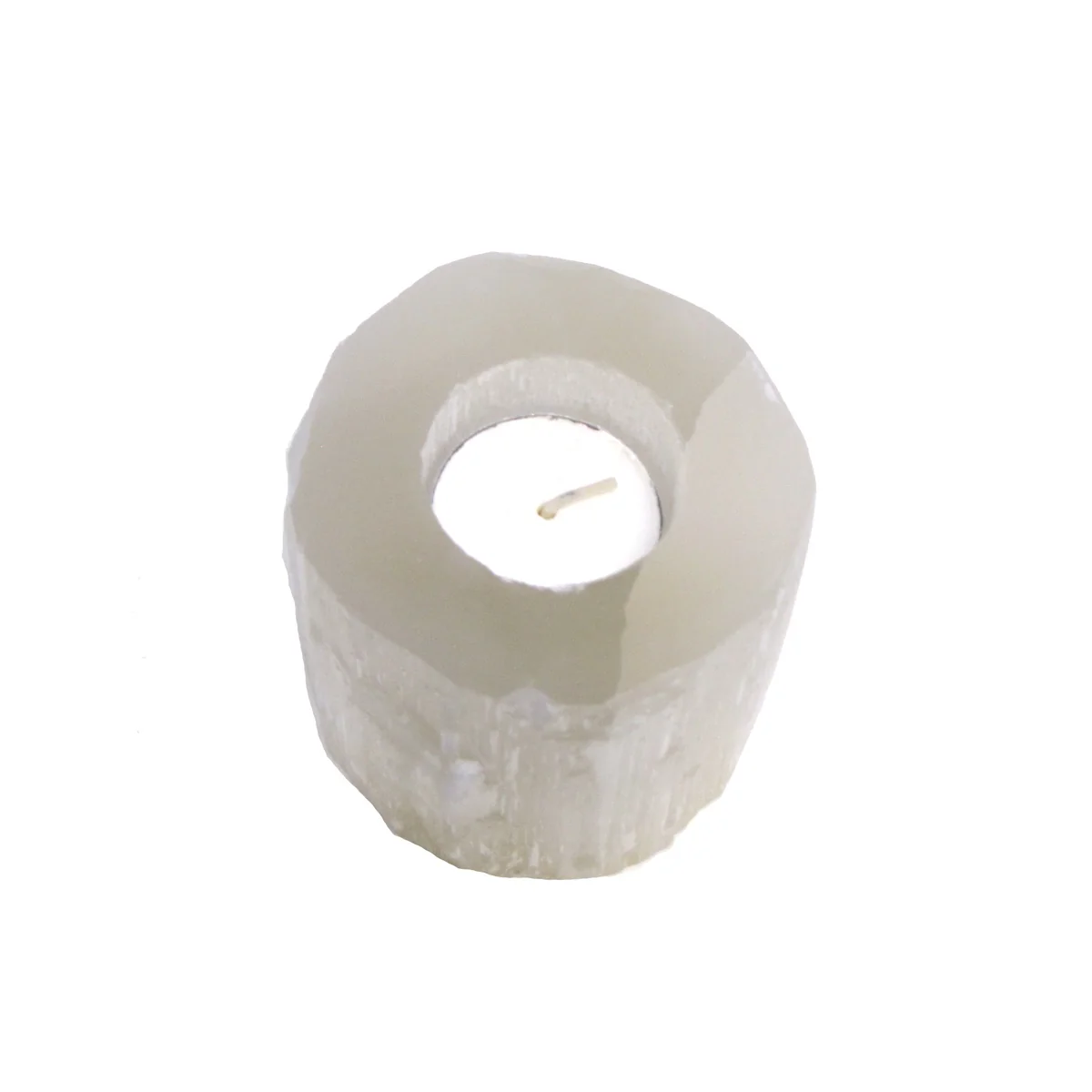 Natural Selenite Reiki Stone Candle Holder Chakra Heal Negative Energy Crystal - Image 3
