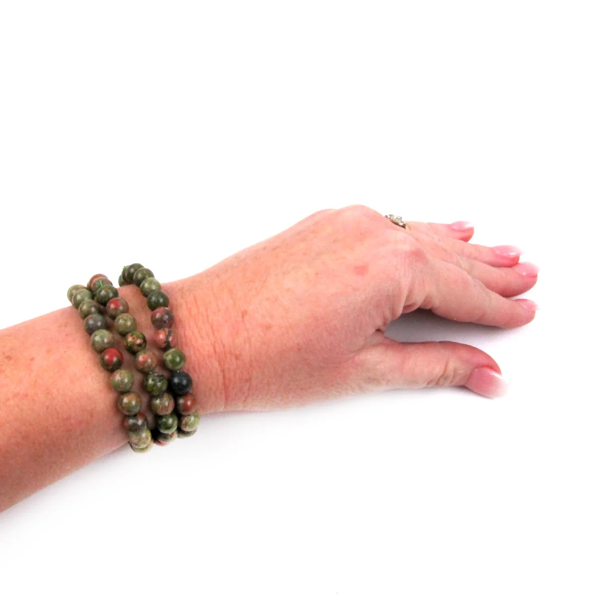 Natural Unakite Jasper Gemstone Beaded Chakra Bracelet Heal Reiki Stone Jewelry - Image 5