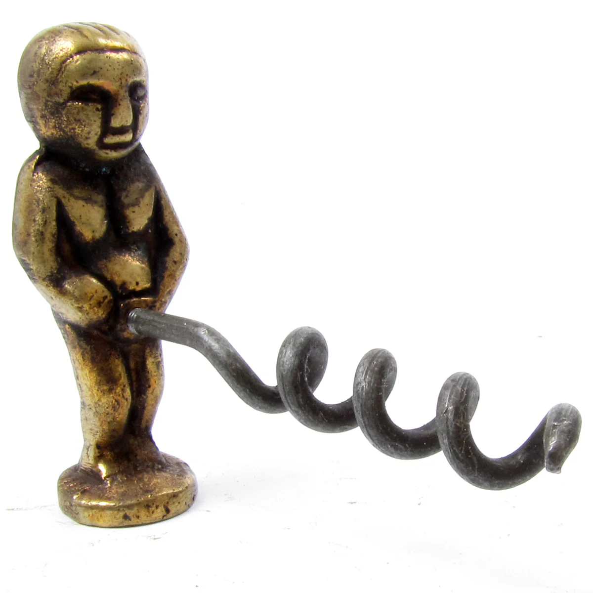 Naughty Naked Boy Peeing Antique Style Brass Corkscrew