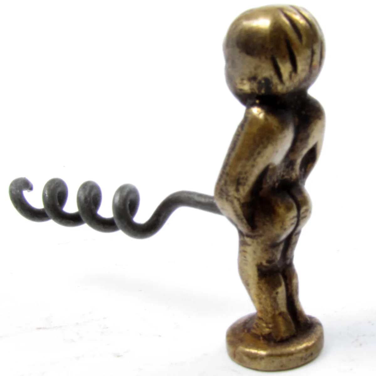Naughty Naked Boy Peeing Antique Style Brass Corkscrew - Image 2