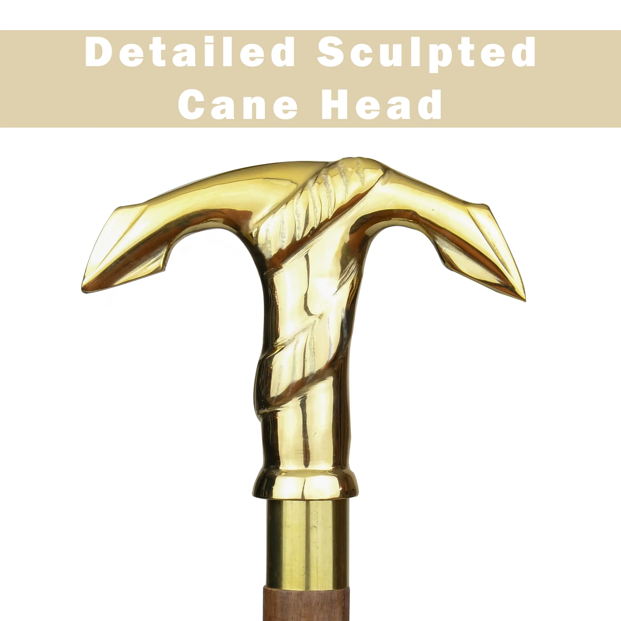 Walking Stick Nautical Anchor T Handle Brass Cane Twisted Wood Shaft Men Women - Image 6
