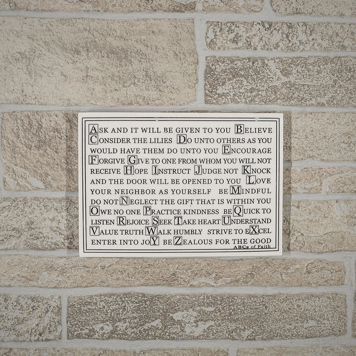 New ABC's Alphabet Of Faith Marble Finish Plaque with Stand up Sign Home Wall Decor - Image 2