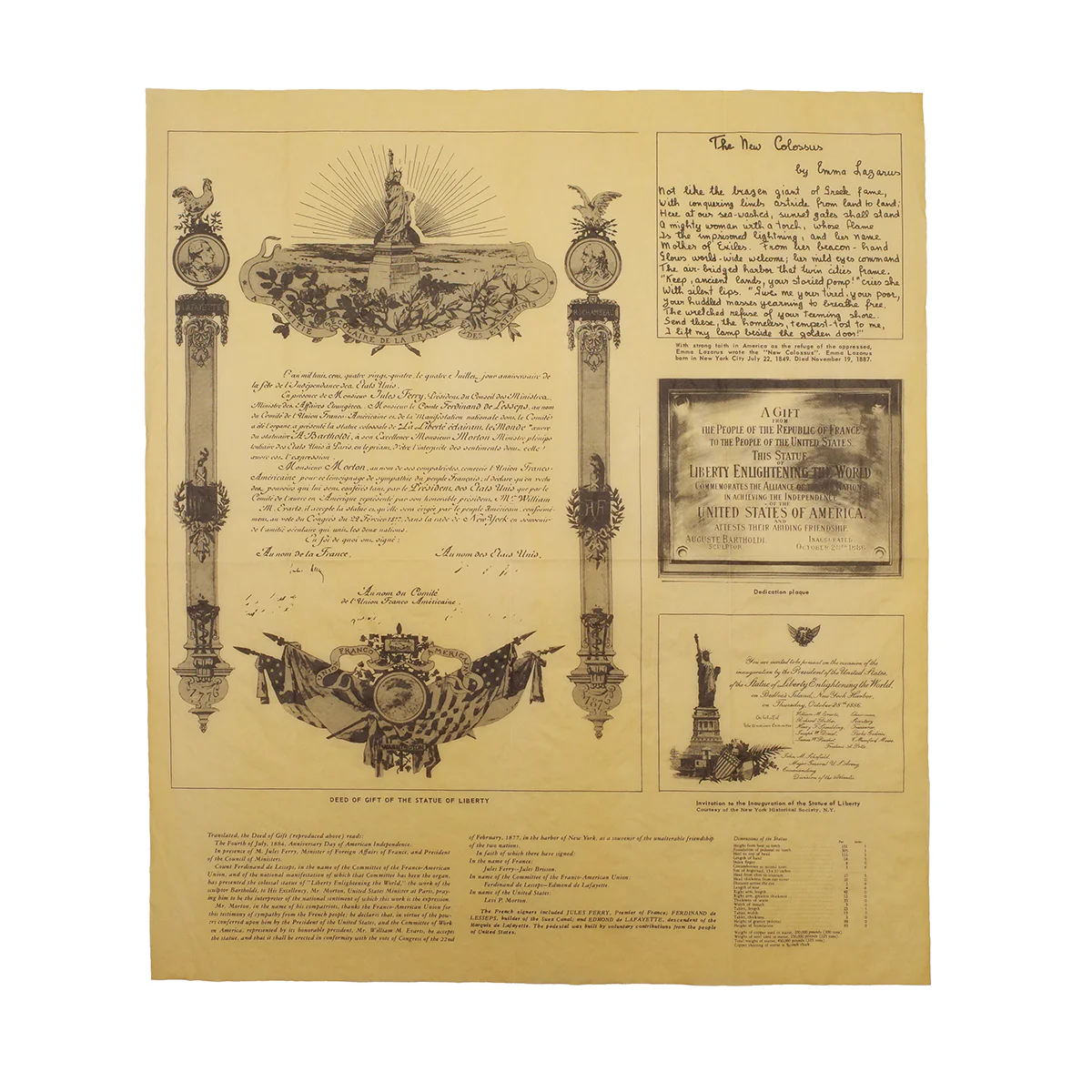 New York Parchment Paper Poster Statue of Liberty Deed Wall Art NYC Home Decor