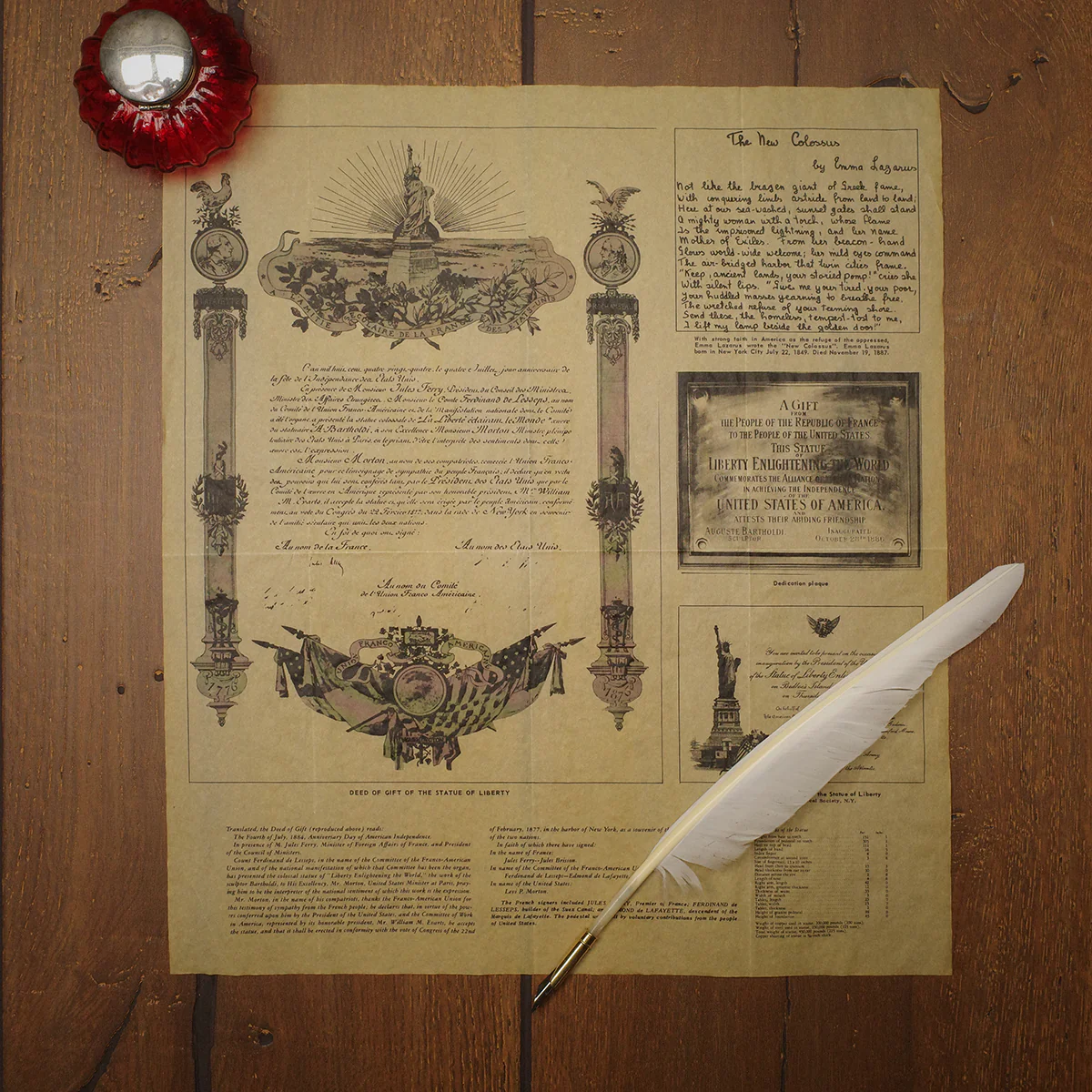New York Parchment Paper Poster Statue of Liberty Deed Wall Art NYC Home Decor - Image 2