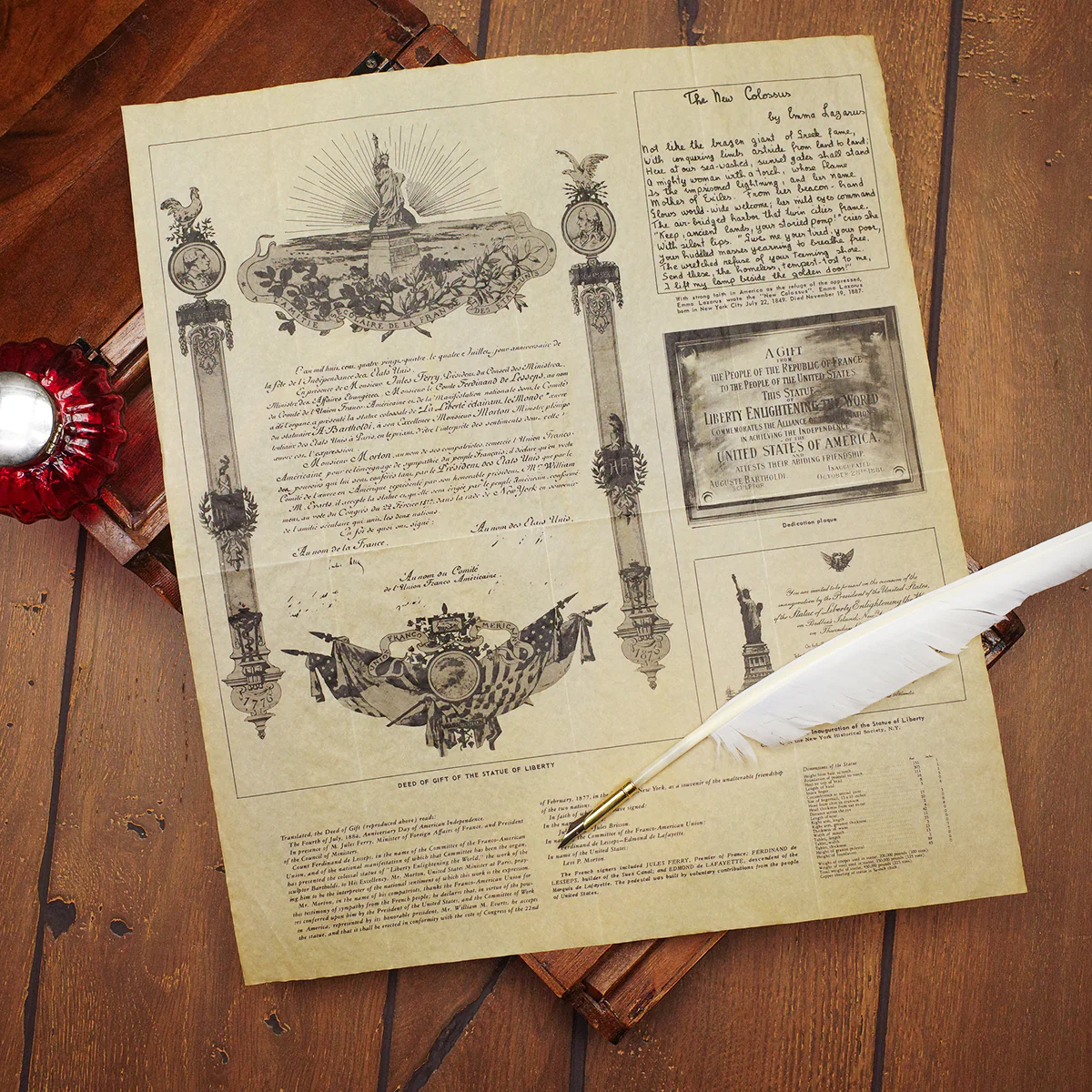 New York Parchment Paper Poster Statue of Liberty Deed Wall Art NYC Home Decor - Image 3