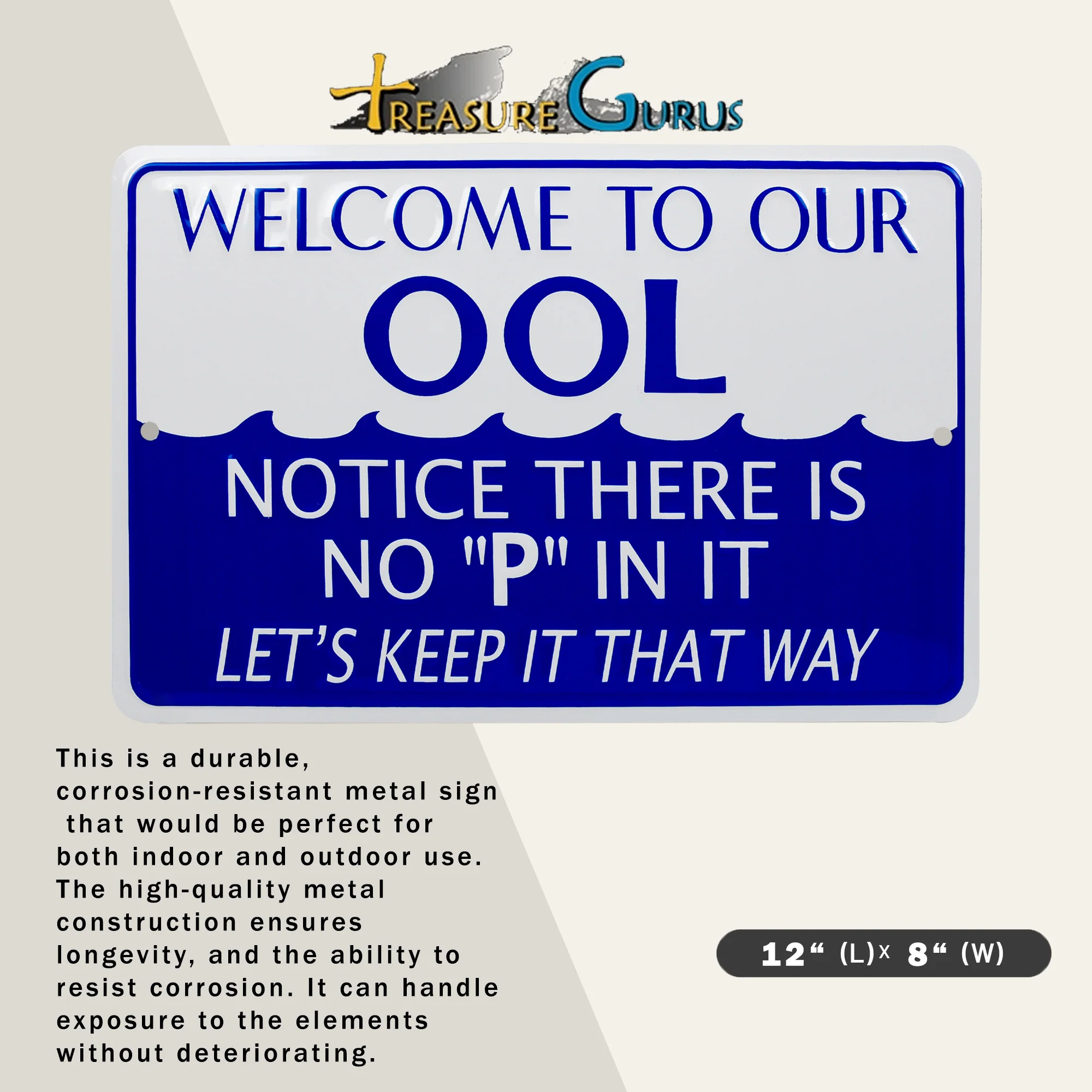 Outdoor Metal Welcome to Our OOL Sign Funny Pool Rules Signs Pool Party Decor - Image 3