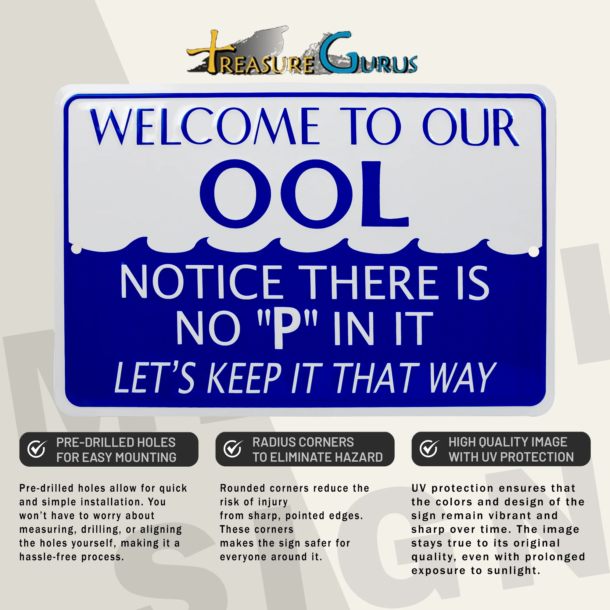 Outdoor Metal Welcome to Our OOL Sign Funny Pool Rules Signs Pool Party Decor - Image 4