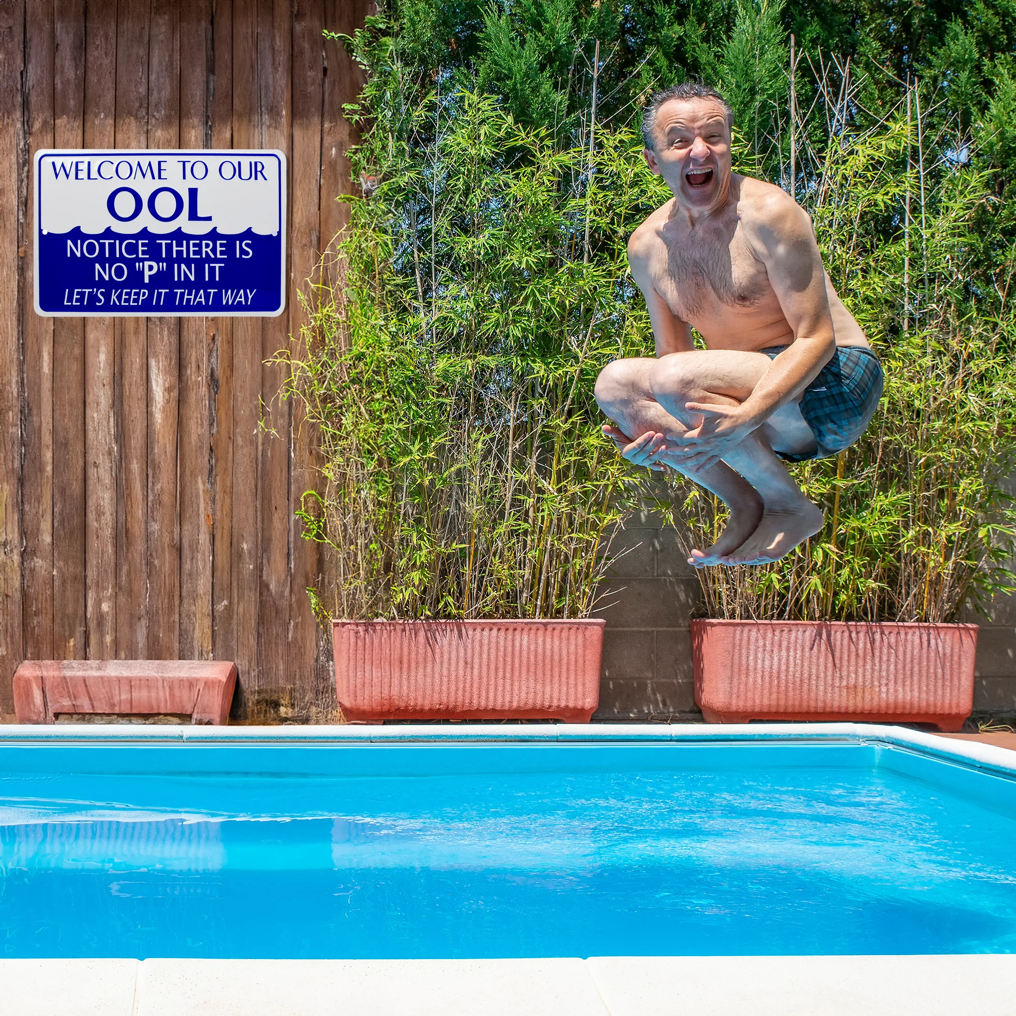Outdoor Metal Welcome to Our OOL Sign Funny Pool Rules Signs Pool Party Decor - Image 7
