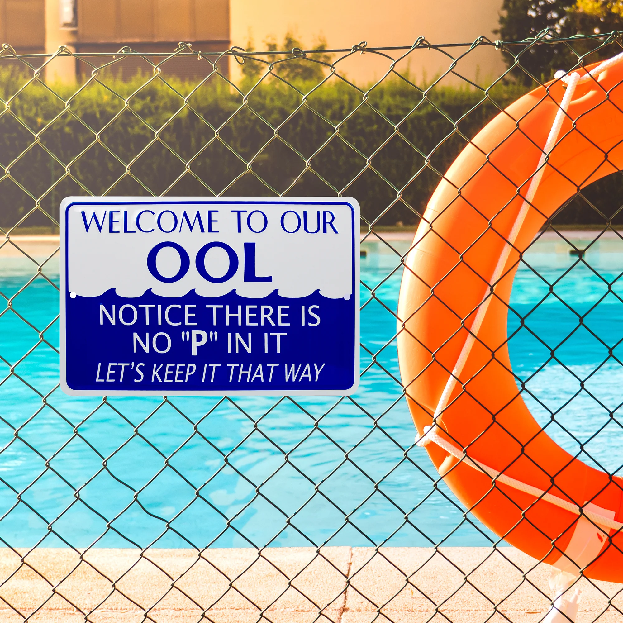 Outdoor Metal Welcome to Our OOL Sign Funny Pool Rules Signs Pool Party Decor - Image 9