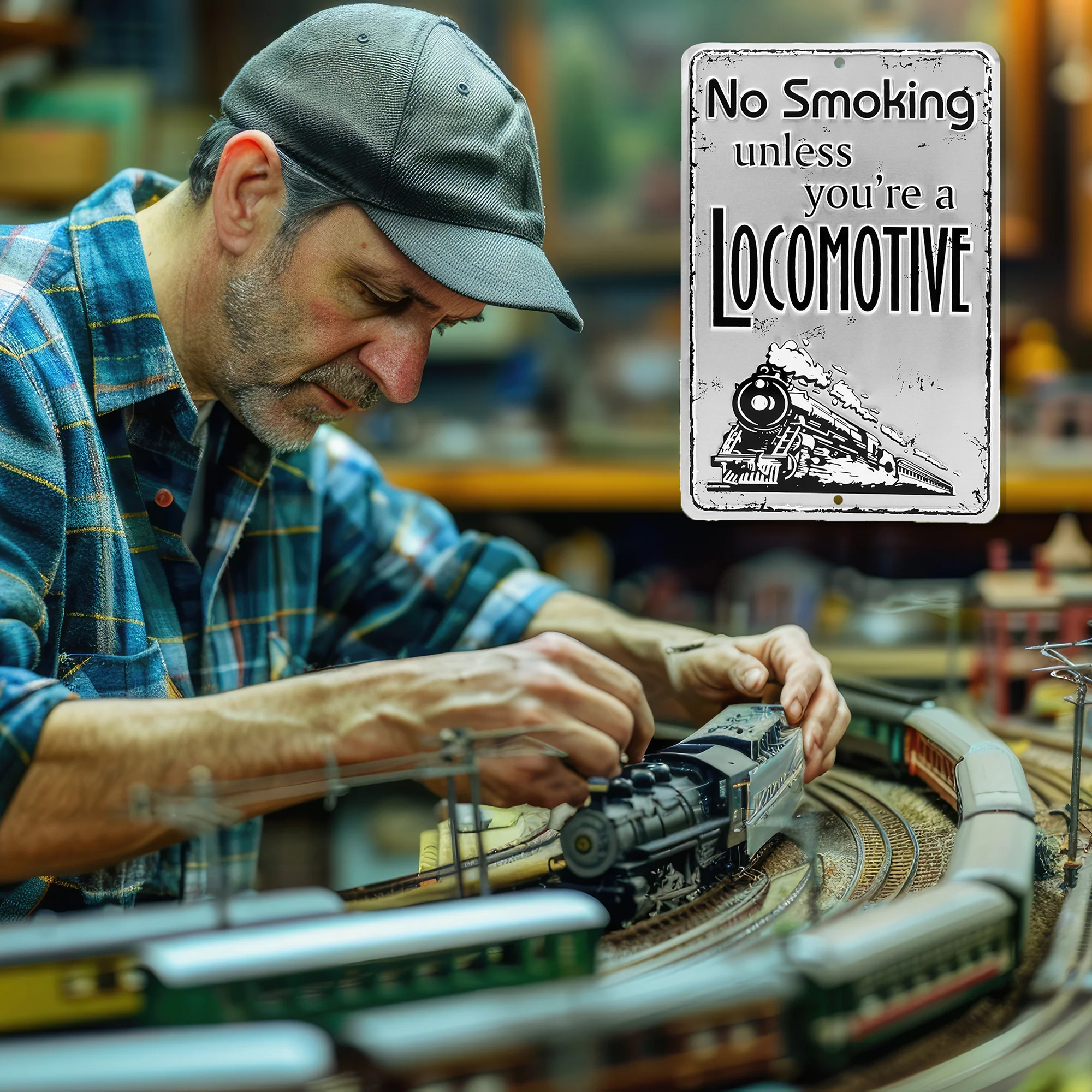 Metal Funny No Smoking Unless Your Locomotive Room Decor for Office Shop or Home - Image 2