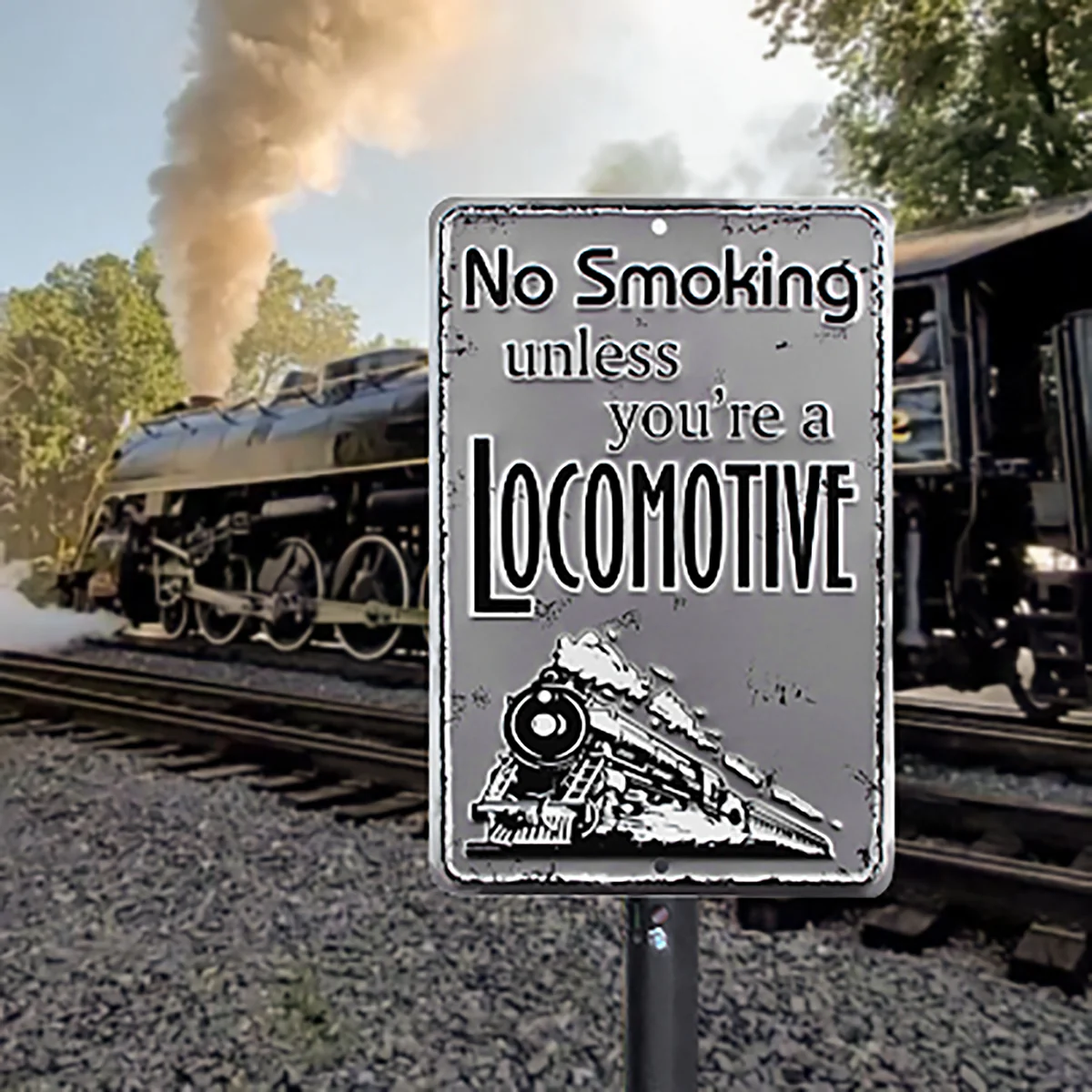 Metal Funny No Smoking Unless Your Locomotive Room Decor for Office Shop or Home - Image 3